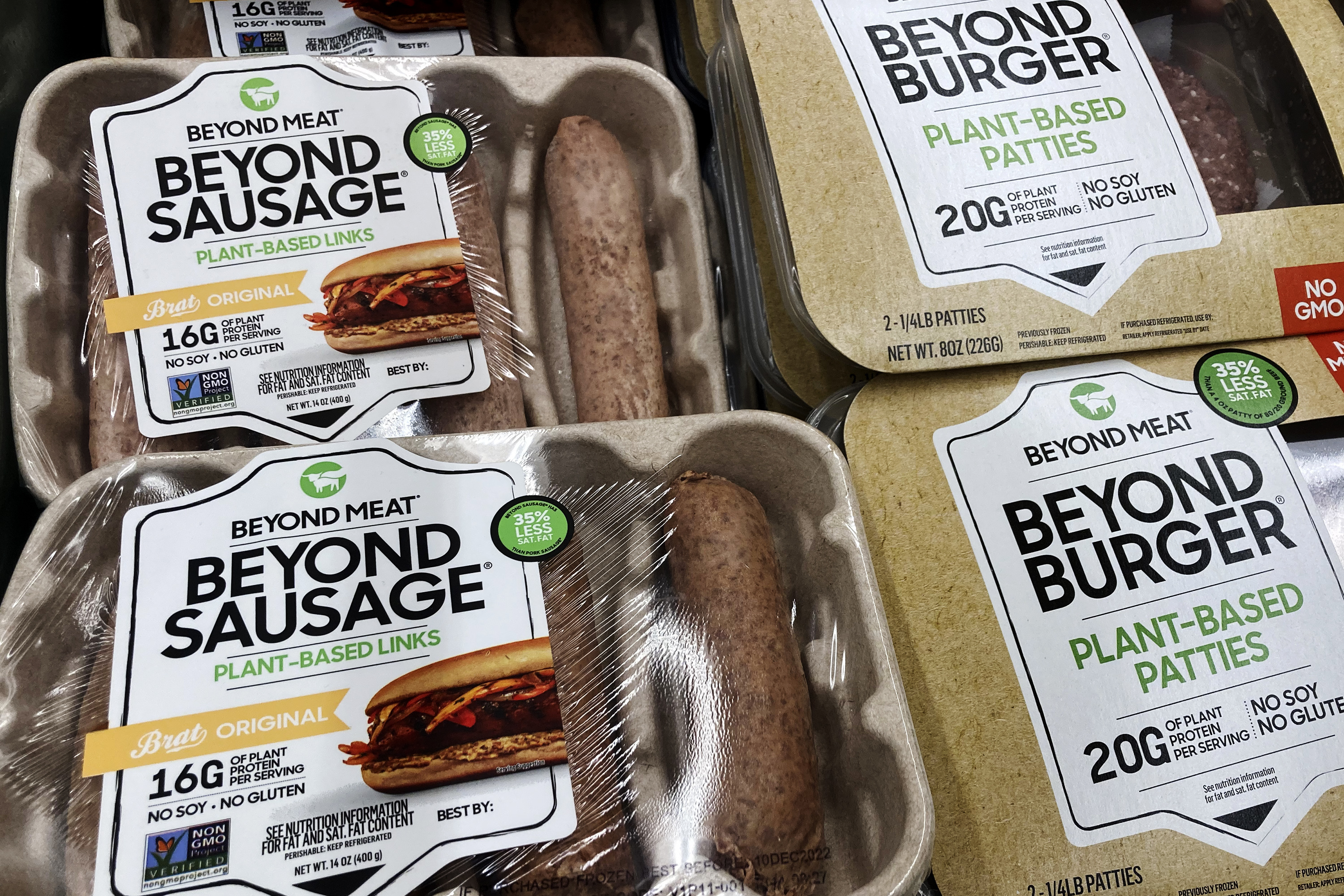 FILE - Beyond Meat products are seen in a refrigerated case inside a grocery store in Mount Prospect, Ill., on Feb. 19, 2022. (AP Photo/Nam Y. Huh, File)