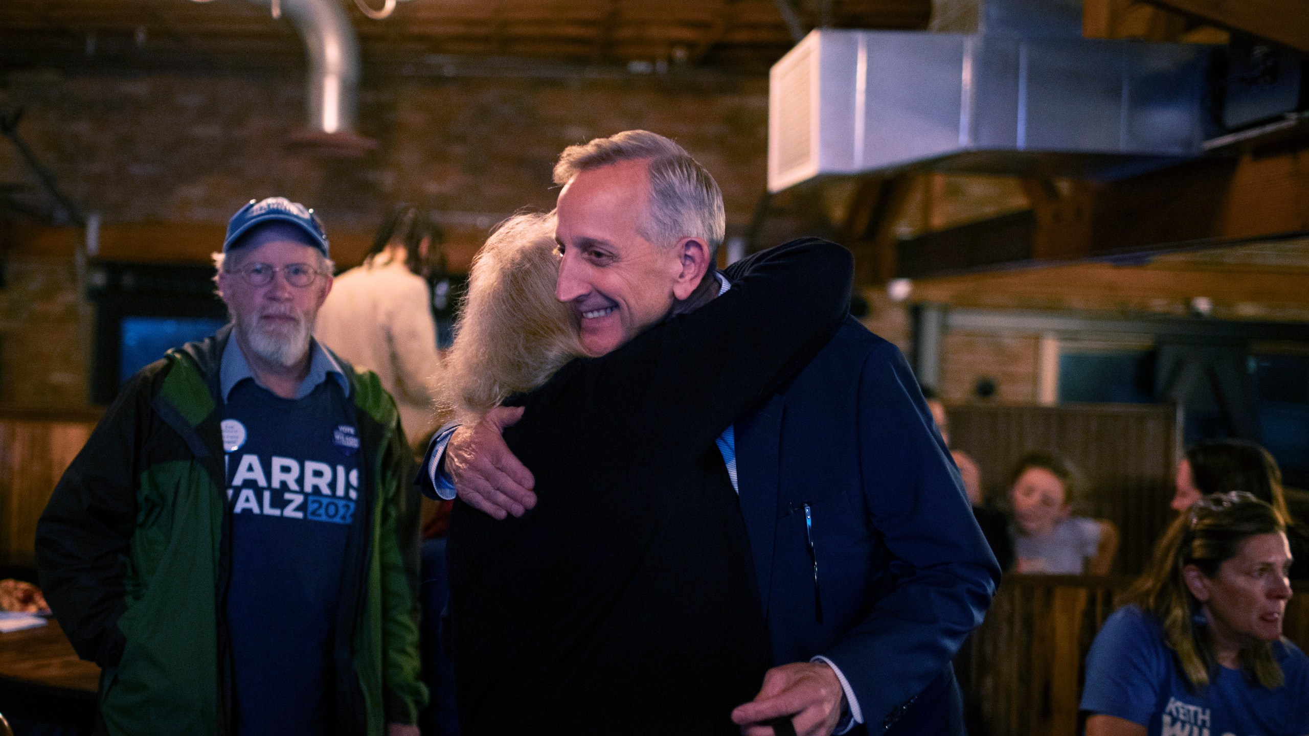 Portland mayoral candidate Keith Wilson on election night at Old Town Brewing in Northeast Portland, Ore., Tuesday Nov. 5, 2024. (Beth Nakamura/The Oregonian via AP)