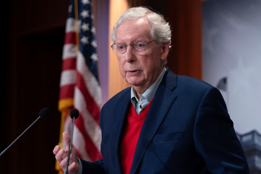 Senate Minority Leader Mitch McConnell R-Ky. speaks during a news conference about the election at the Capitol in Washington, Wednesday, Nov. 6, 2024. (AP Photo/Jose Luis Magana)