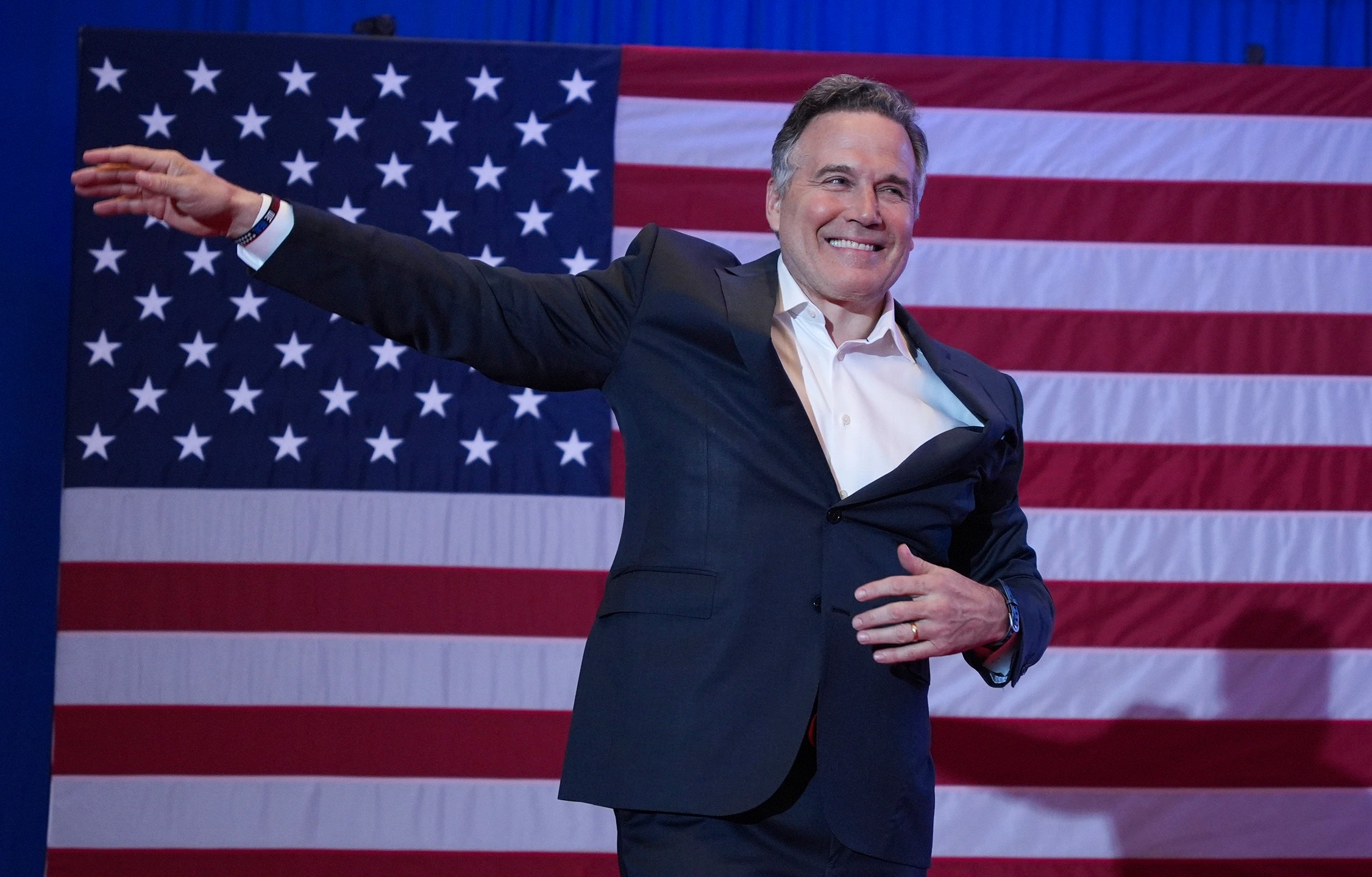 Republican Pennsylvania Senate candidate David McCormick arrives to speak during an election night watch party, Wednesday, Nov. 6, 2024, in Pittsburgh. (AP Photo/Gene J. Puskar)