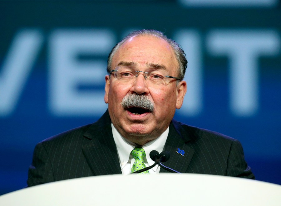 FILE - Gilberto Hinojosa opens up the general session at the Texas Democratic Convention Friday, June 22, 2018, in Fort Worth, Texas. (AP Photo/Richard W. Rodriguez, File)