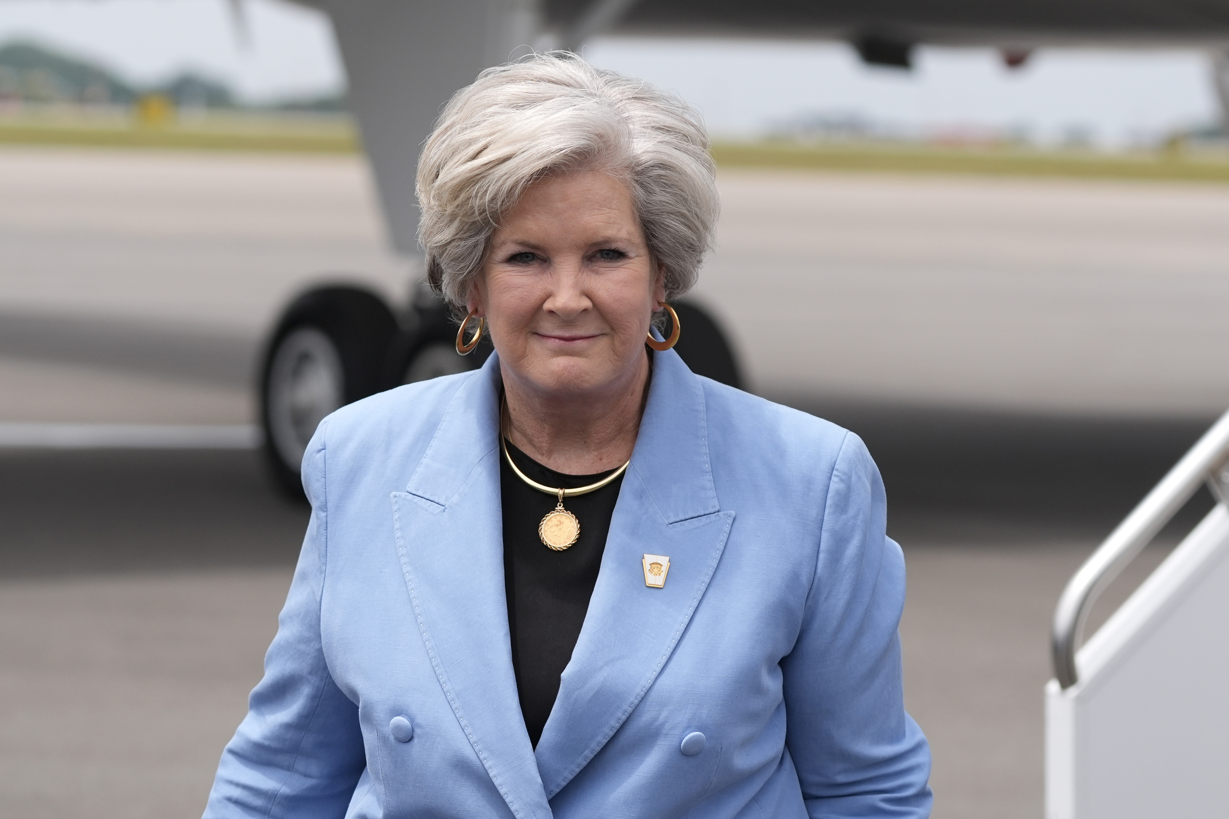 FILE - Trump co-campaign manager Susie Wiles is seen at Nashville International Airport as Republican presidential candidate former President Donald Trump arrives, July 27, 2024, in Nashville, Tenn. (AP Photo/Alex Brandon, File)