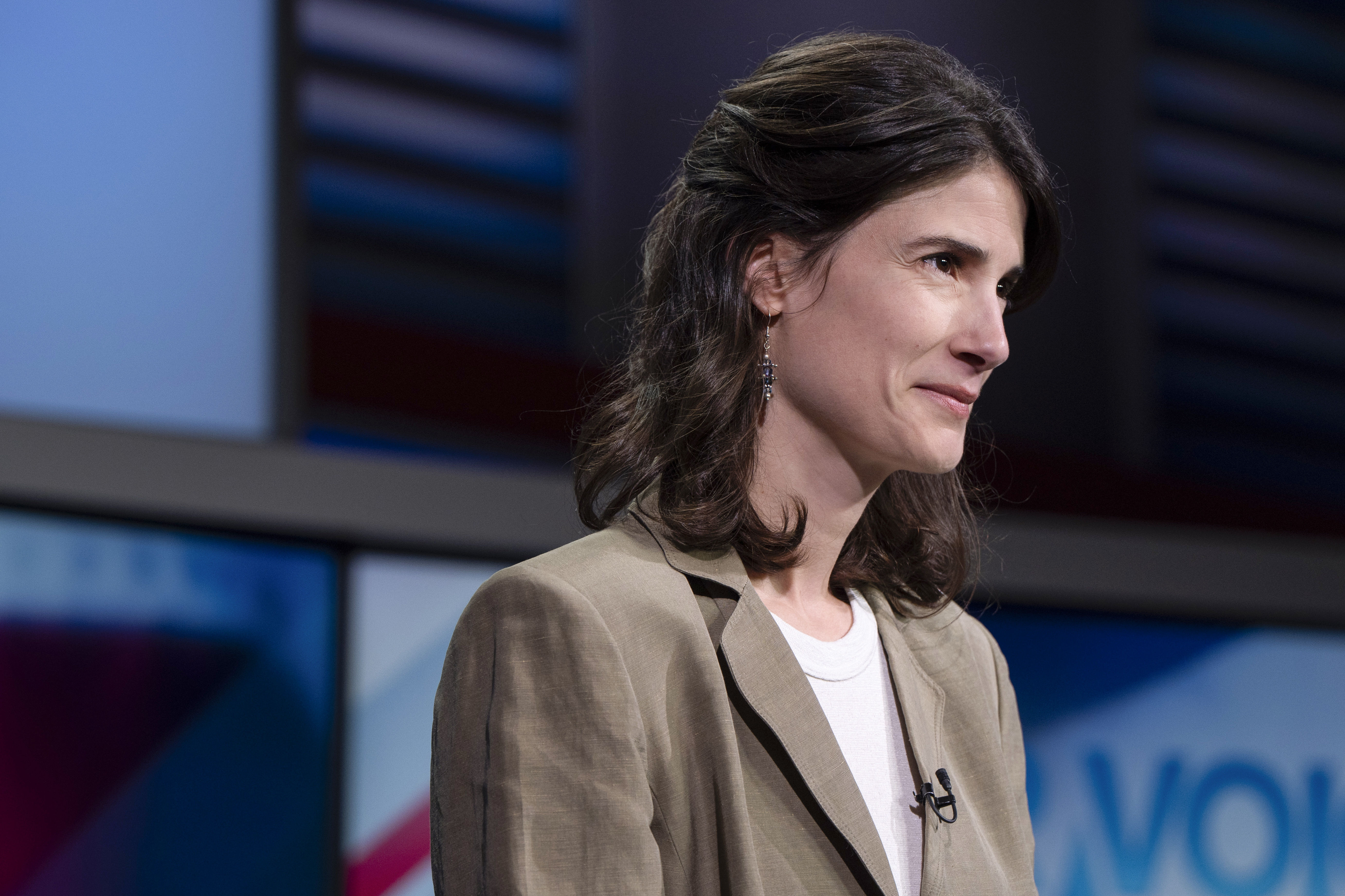 FILE - Rep. Marie Gluesenkamp Perez, D-Wash., speaks during a Washington 3rd District debate at KATU studios, Oct. 7, 2024, in Portland, Ore. (AP Photo/Jenny Kane, File)