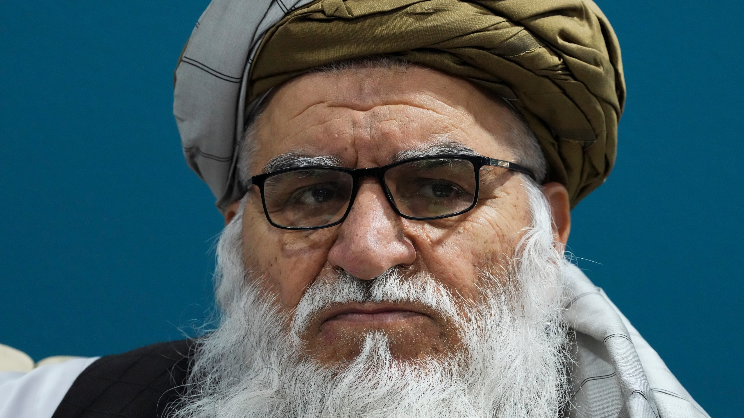 Matiul Haq Khalis, head of the National Environmental Protection Agency from Afghanistan, speaks to members of the media at the COP29 U.N. Climate Summit, Monday, Nov. 11, 2024, in Baku, Azerbaijan. (AP Photo/Peter Dejong)