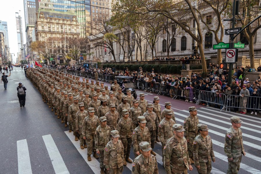 Members of the United States Army march during the annual Veterans Day Parade, Monday, Nov. 11, 2024, in New York. (AP Photo/Adam Gray)