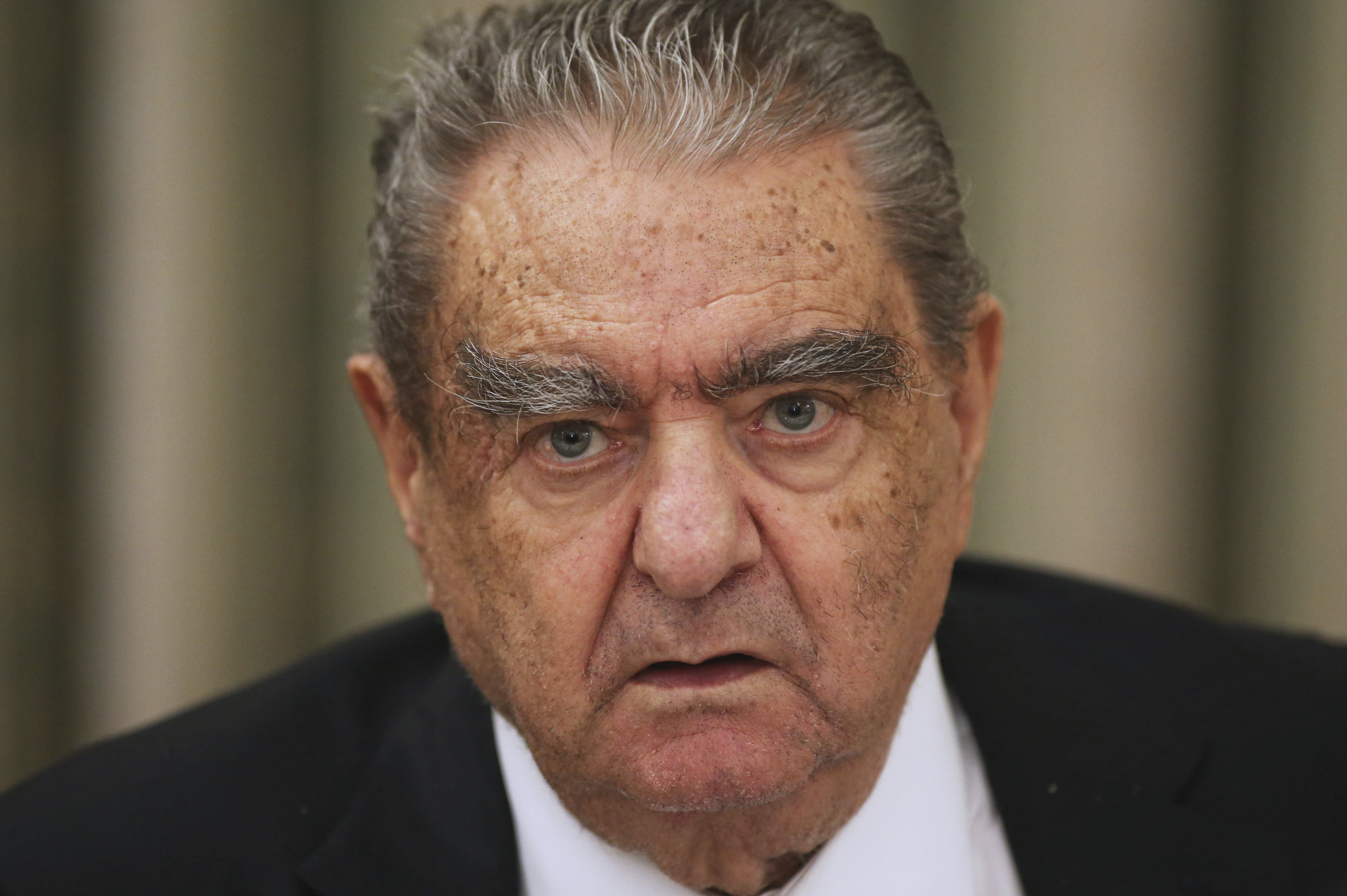 FILE - Vardis J. Vardinoyannis attends a ceremony at the Presidential Palace in Athens, Greece, Tuesday, Sept. 7, 2017. Vardinoyannis a powerful and pivotal figure in Greek shipping and energy who survived a terrorist attack and cultivated close ties with the Kennedy family has died in Athens at age 90. (Greg Chrisohoidis/InTime News via AP, File)