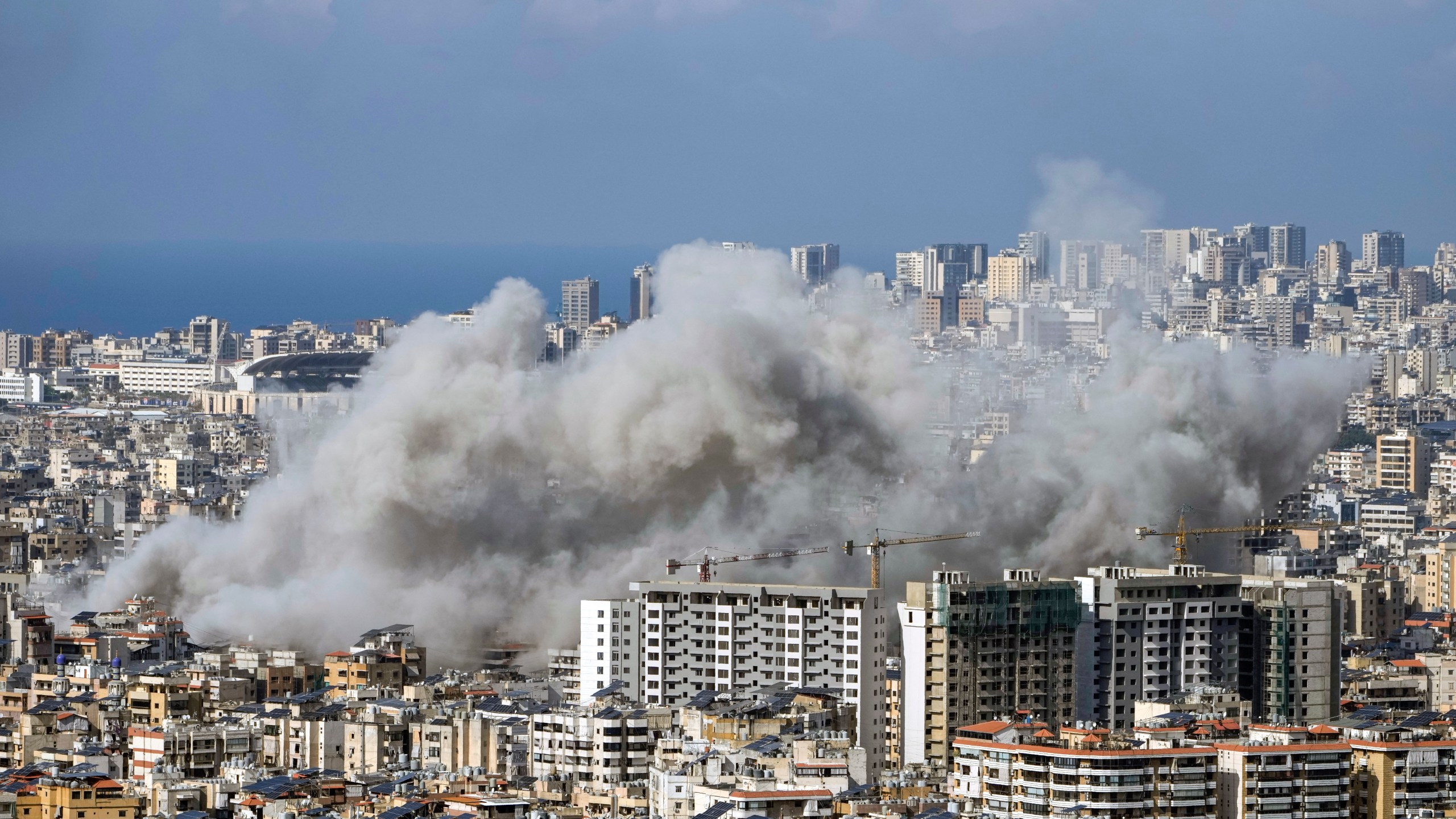 Smoke rises after an Israeli airstrike on Dahiyeh, in the southern suburb of Beirut, Lebanon, Tuesday, Nov. 12, 2024. (AP Photo/Bilal Hussein)