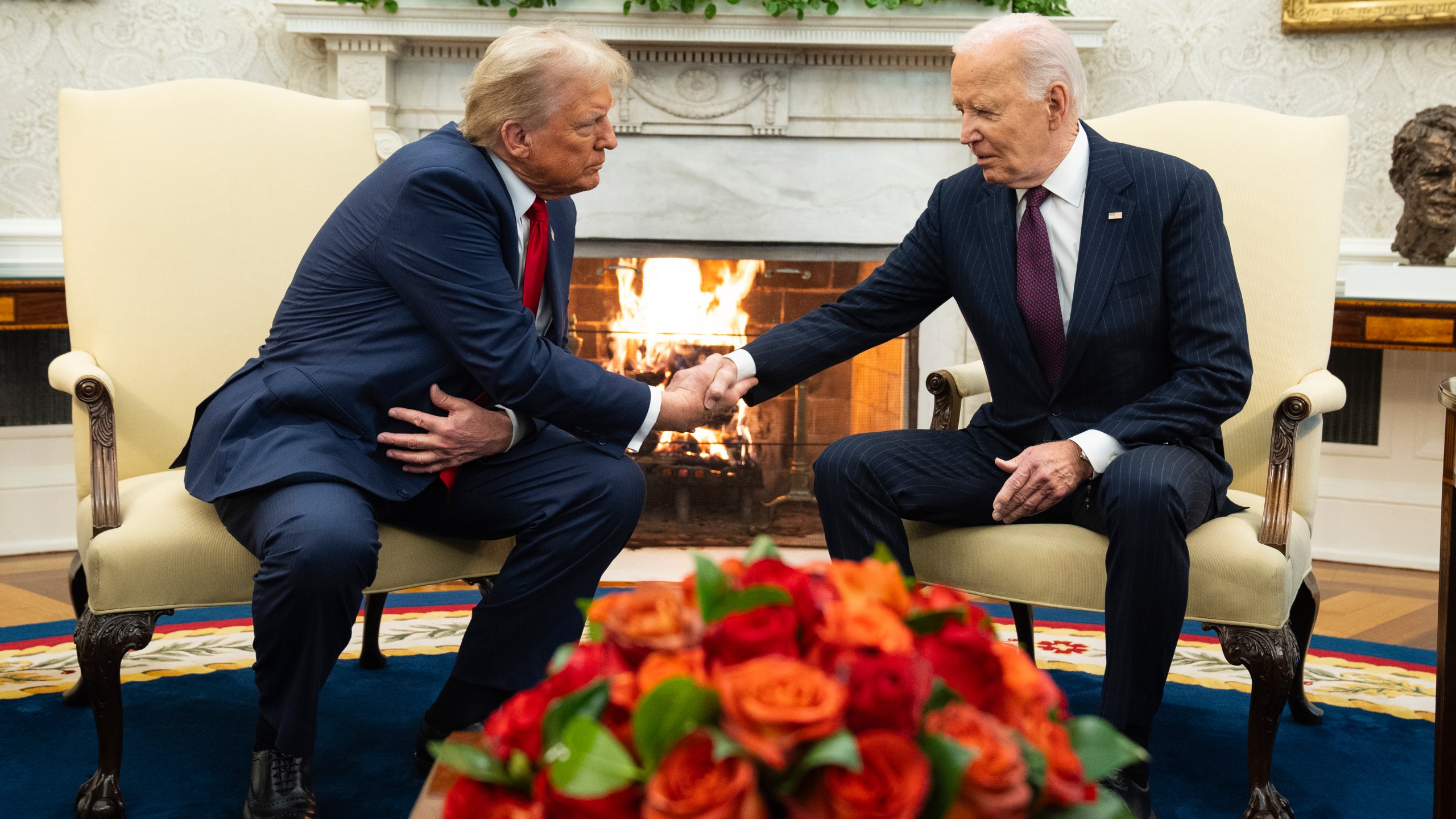 President Joe Biden meets with President-elect Donald Trump in the Oval Office of the White House, Wednesday, Nov. 13, 2024, in Washington. (AP Photo/Evan Vucci)