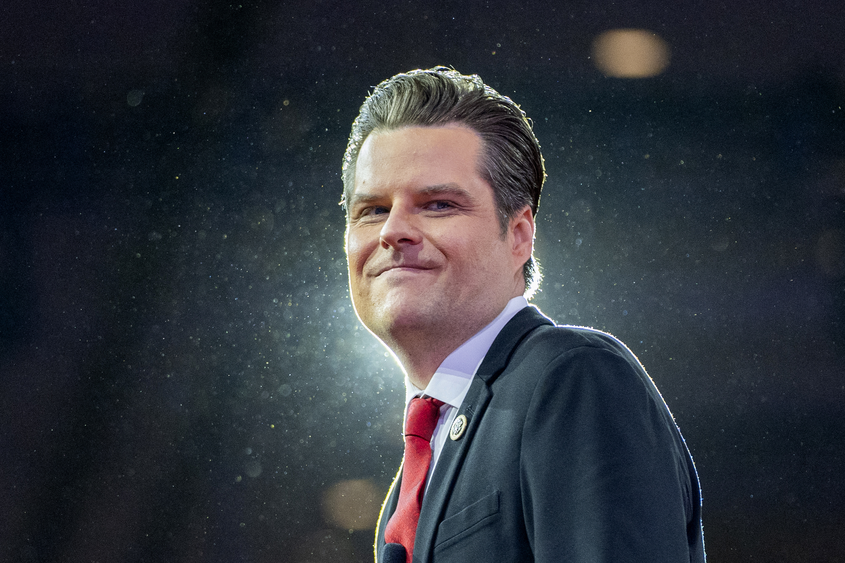 FILE - Rep. Matt Gaetz, R-Fla., departs after speaking during the Conservative Political Action Conference, CPAC 2024, at the National Harbor, in Oxon Hill, Md., Feb. 23, 2024. (AP Photo/(AP Photo/Alex Brandon, File)