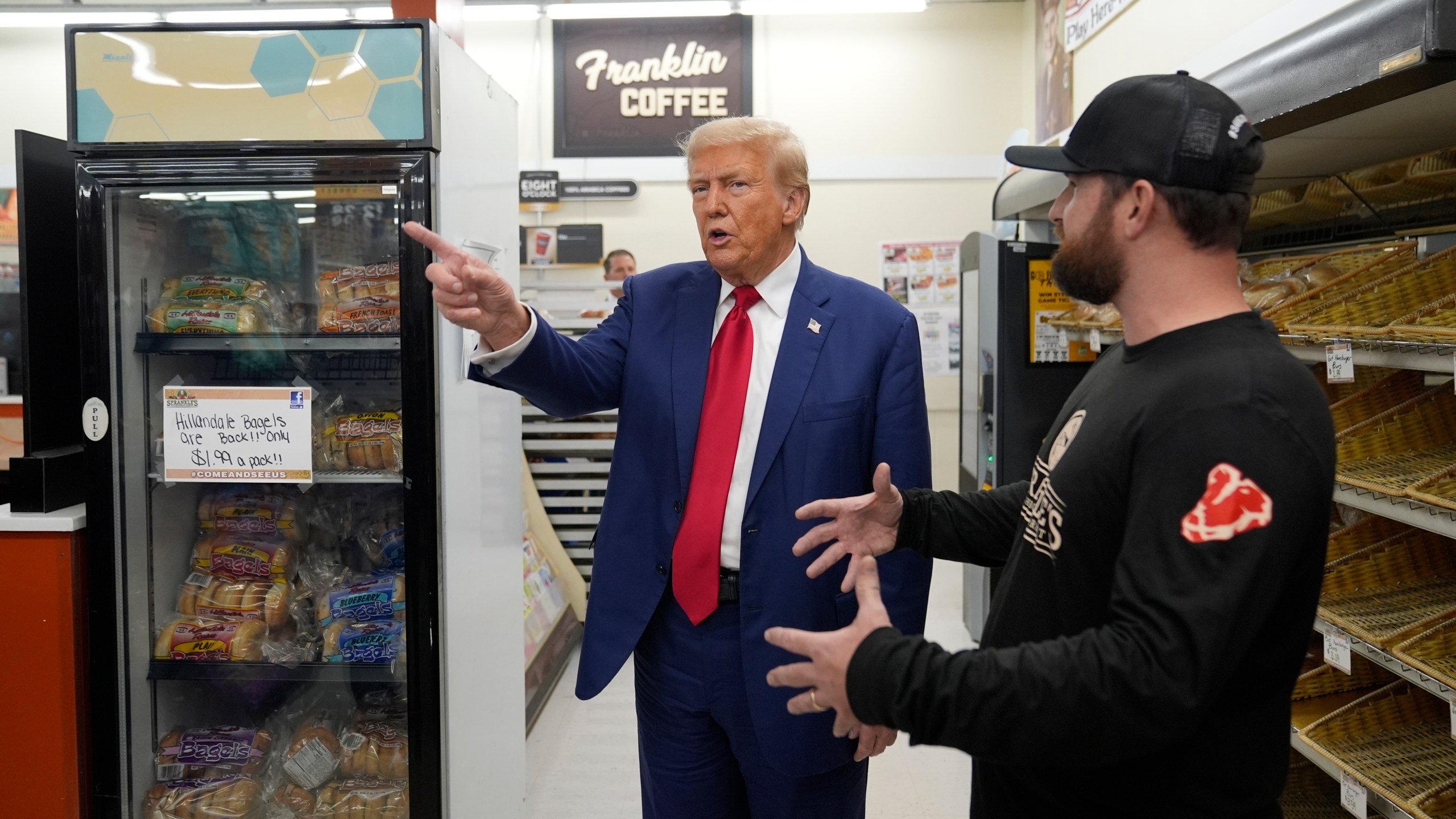 FILE - Republican presidential nominee former President Donald Trump visits Sprankle's Neighborhood Market in Kittanning, Pa., Sept. 23, 2024. (AP Photo/Alex Brandon, File)