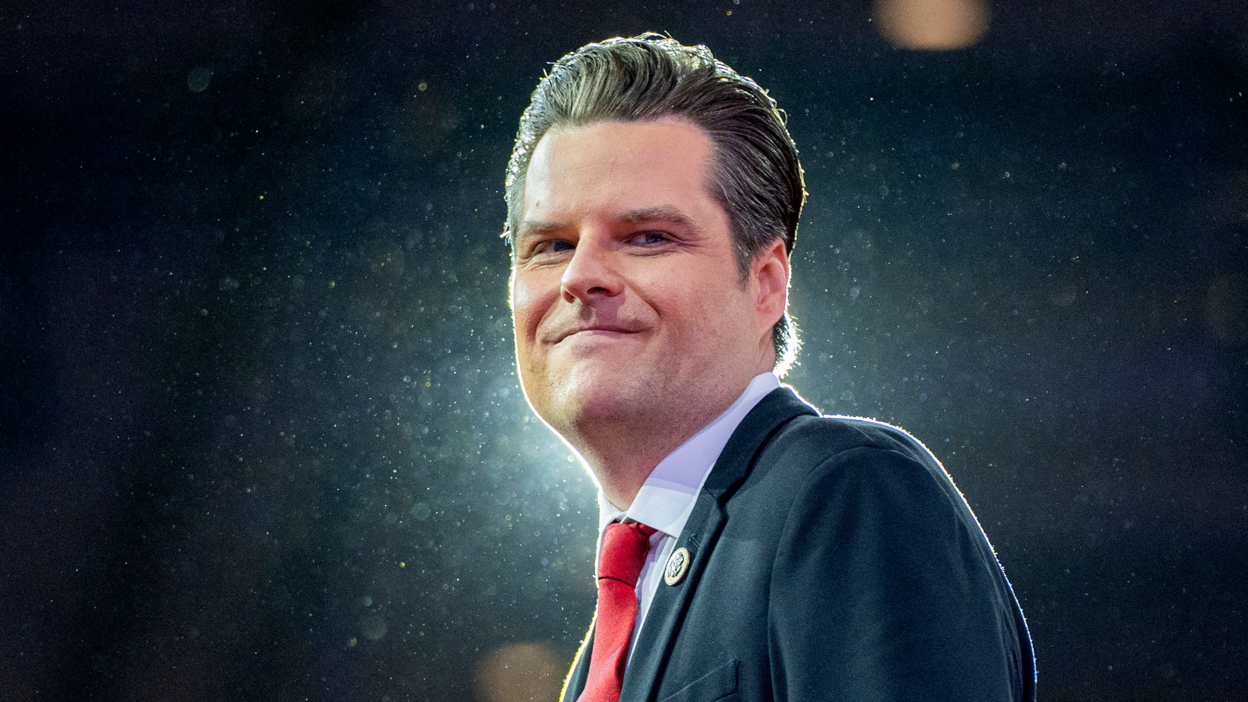 FILE - Rep. Matt Gaetz, R-Fla., departs after speaking during the Conservative Political Action Conference, CPAC 2024, at the National Harbor, in Oxon Hill, Md., Feb. 23, 2024. (AP Photo/(AP Photo/Alex Brandon, File)