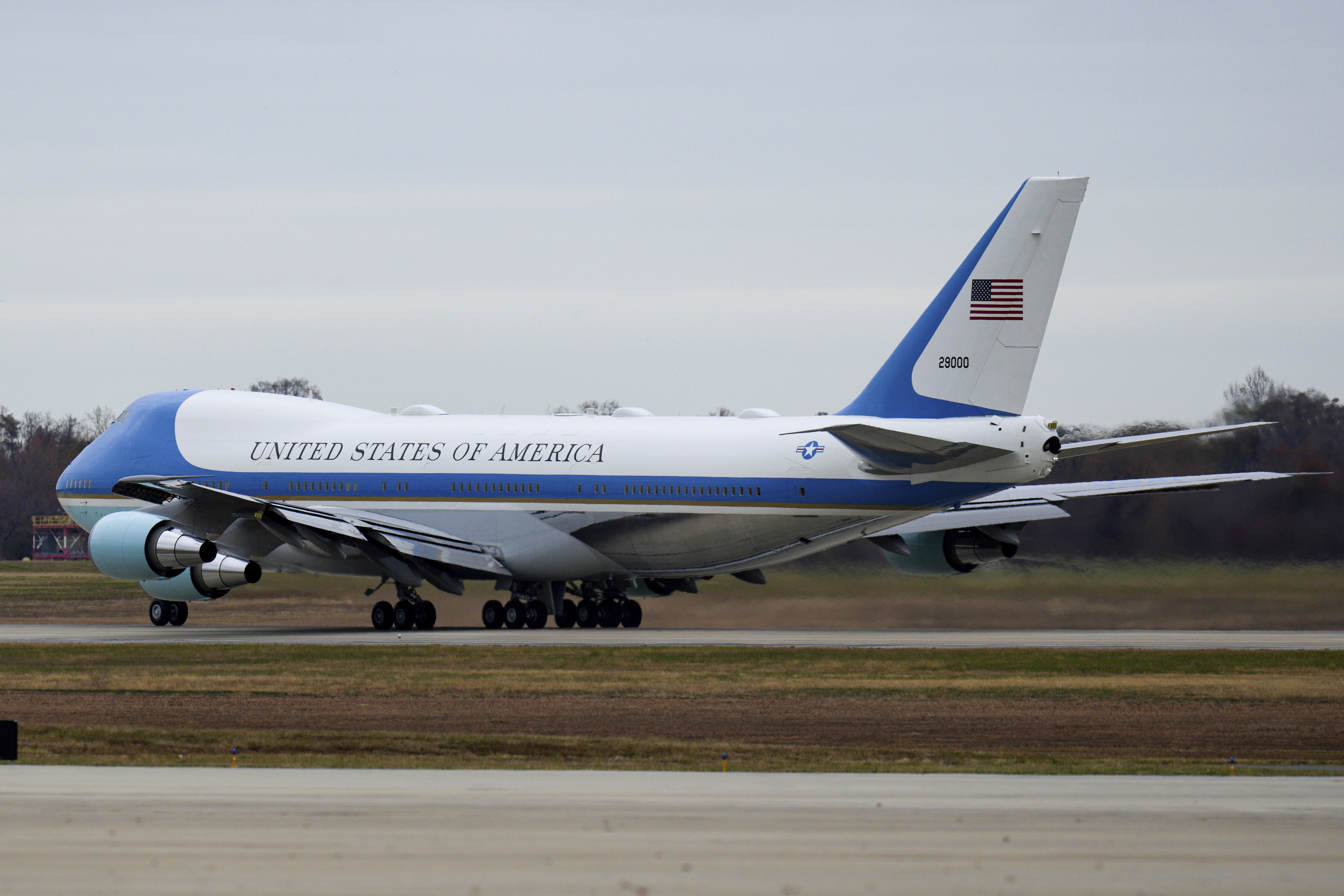 Air Force One takes off with President Joe Biden aboard at Joint Base Andrews, Md., Thursday, Nov. 14, 2024, en route to Lima, Peru to join other world leaders at the APEC Summit. (AP Photo/Jessica Rapfogel)