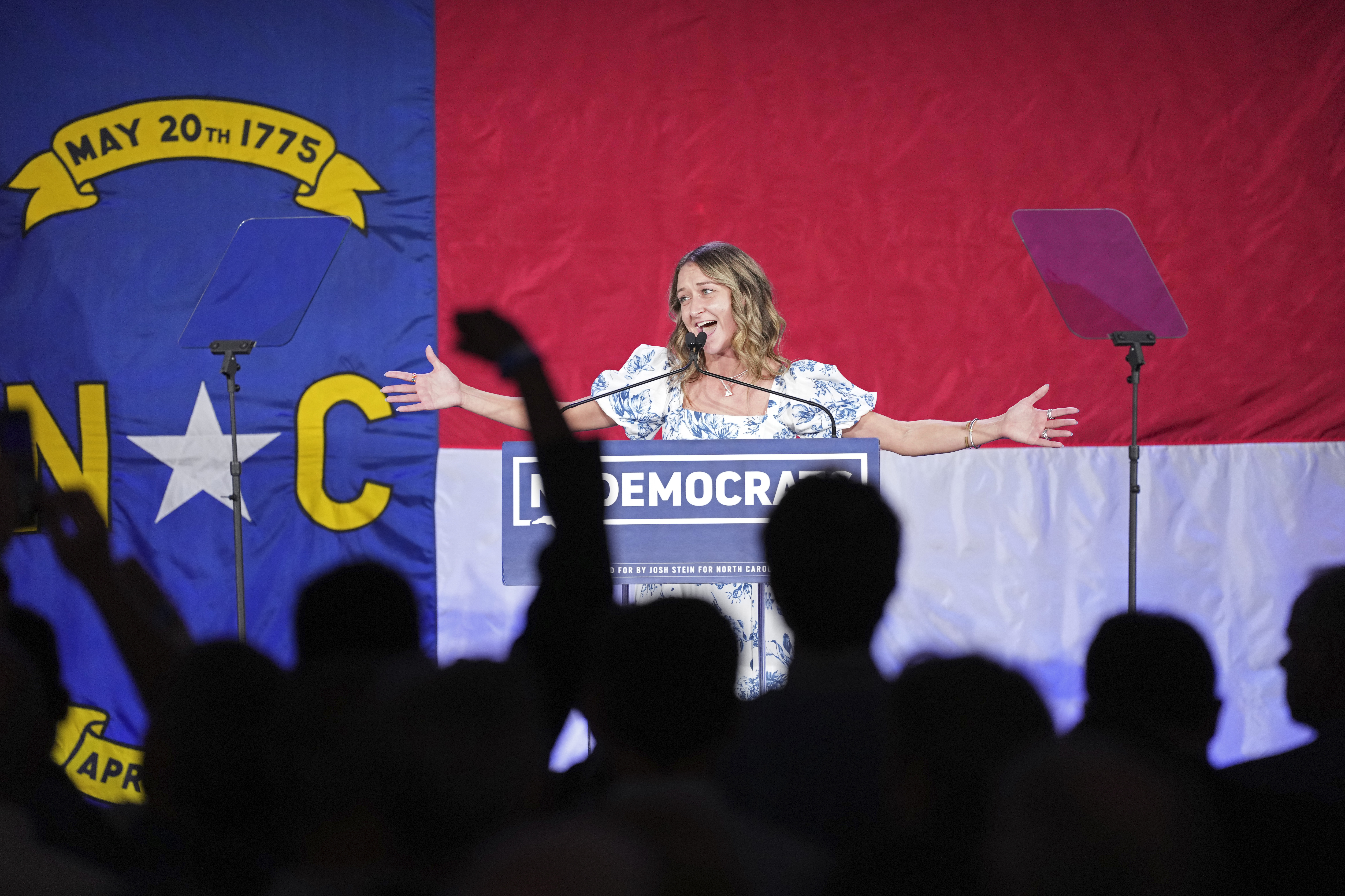 FILE - Anderson Clayton, the chair of the North Carolina Democratic Party, speaks during an election night watch party for Democratic North Carolina gubernatorial candidate Attorney General Josh Stein, Nov. 5, 2024, in Raleigh, N.C. (AP Photo/Grant Halverson, File)