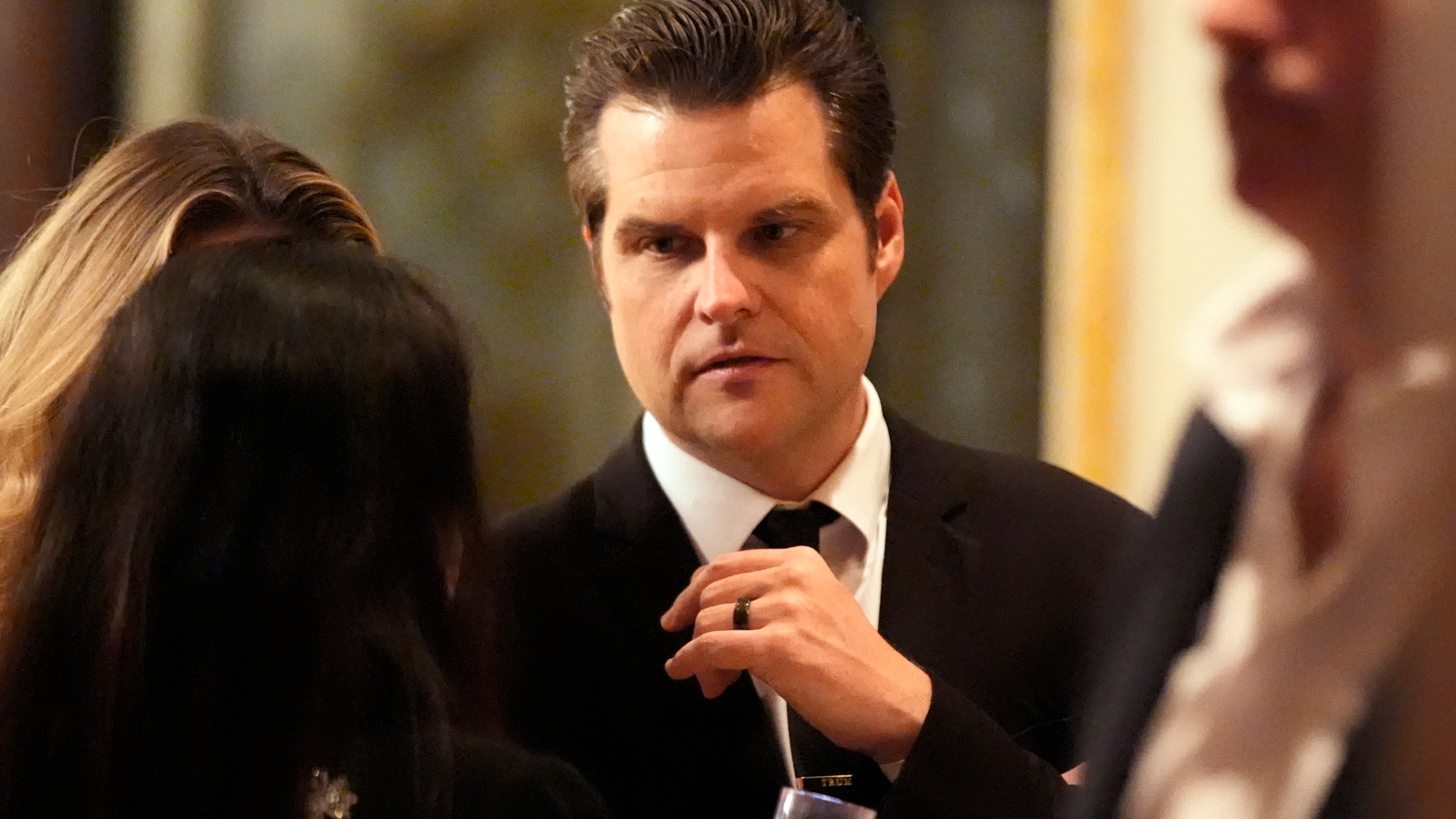 Matt Gaetz arrives before President-elect Donald Trump speaks during an America First Policy Institute gala at his Mar-a-Lago estate, Thursday, Nov. 14, 2024, in Palm Beach, Fla. (AP Photo/Alex Brandon)