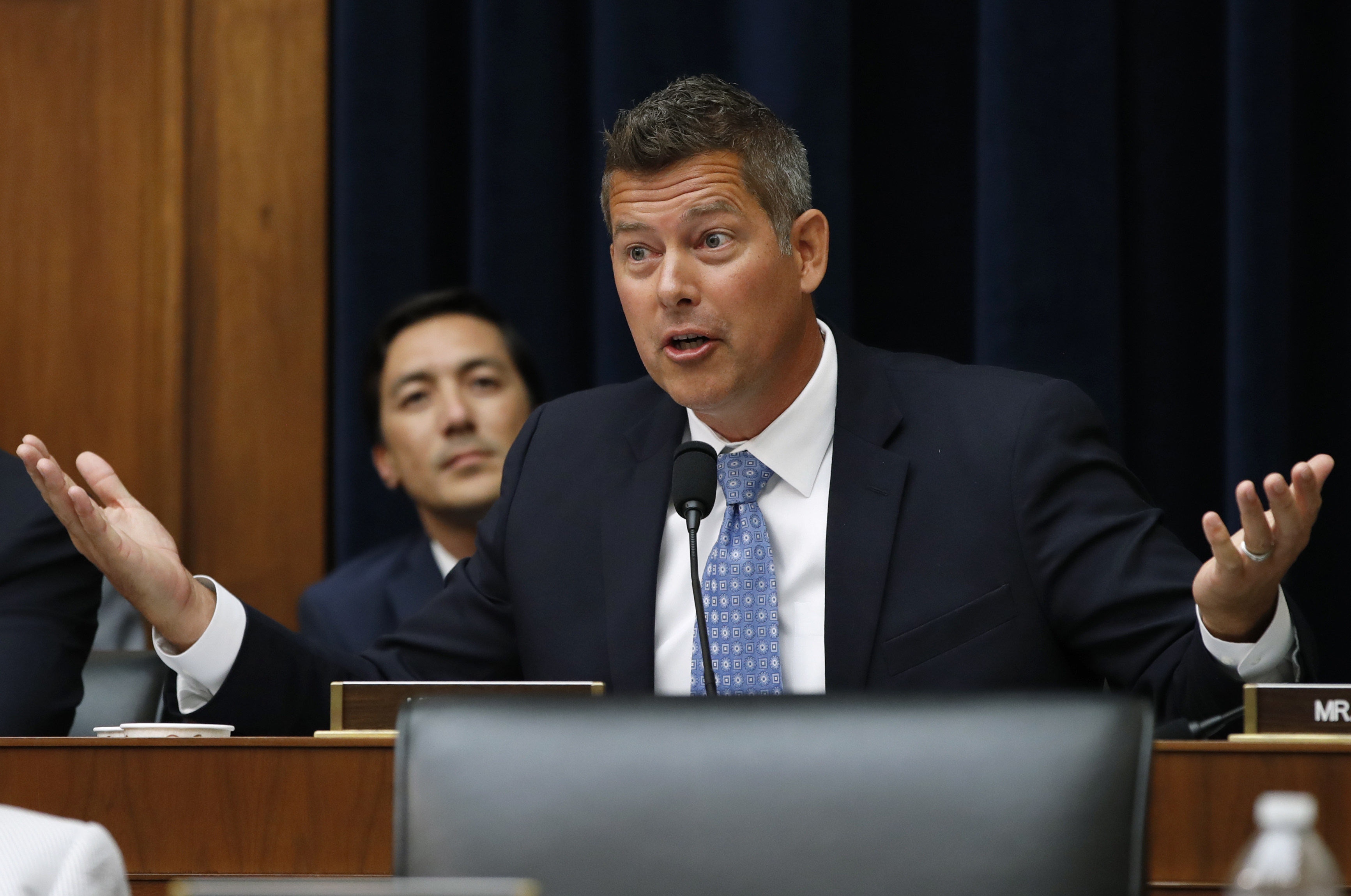 FILE - Rep. Sean Duffy, R-Wis., speaks during a hearing July 18, 2018, on Capitol Hill in Washington. President-elect Donald Trump has nominated Duffy to be Transportation Secretary. (AP Photo/Jacquelyn Martin, File)