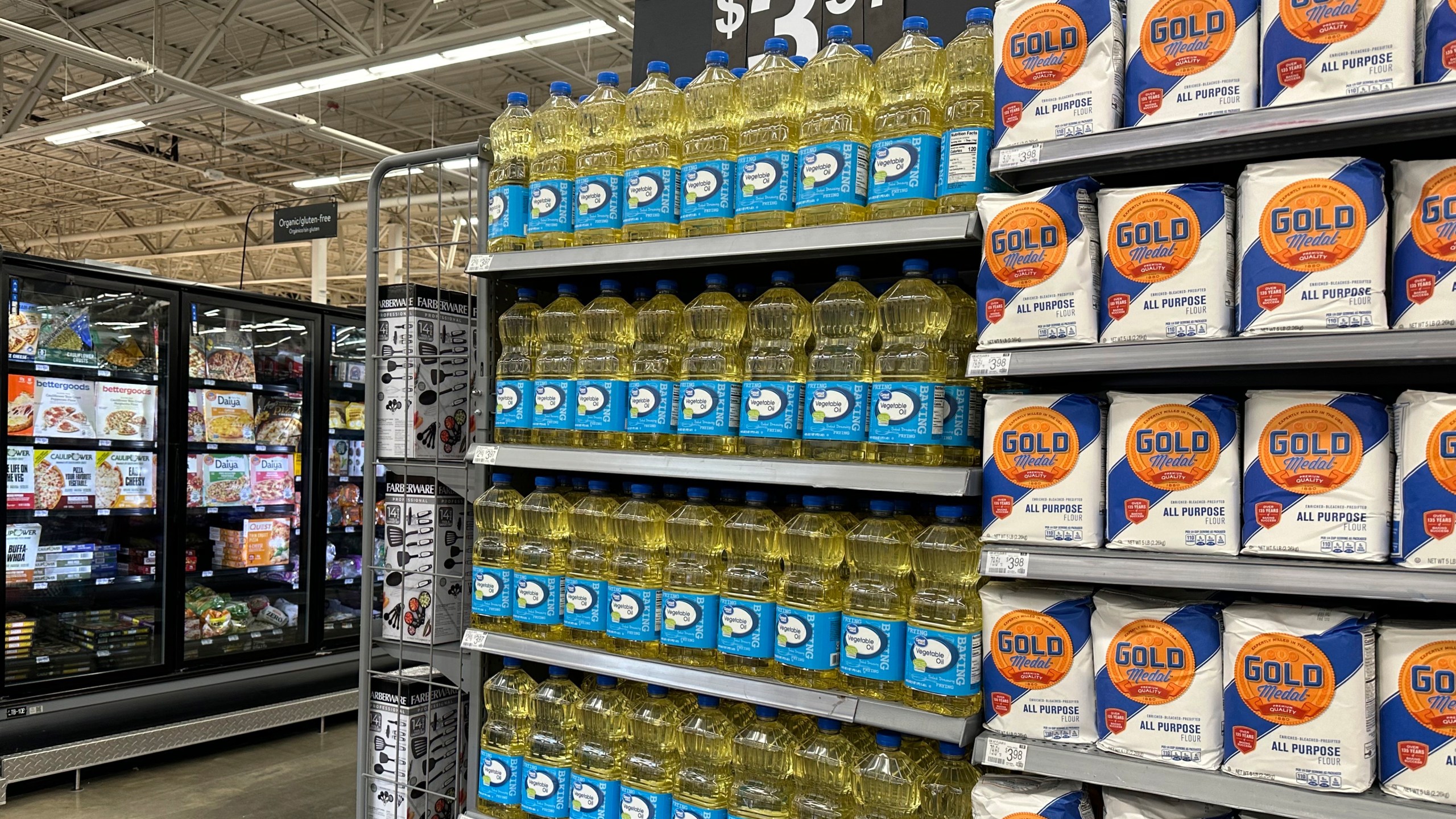 Items to include in holiday dinners are displayed at a Walmart store in Secaucus, N.J., on Wednesday, Nov. 13, 2024. (AP Photo/Anne D'Innocenzio)