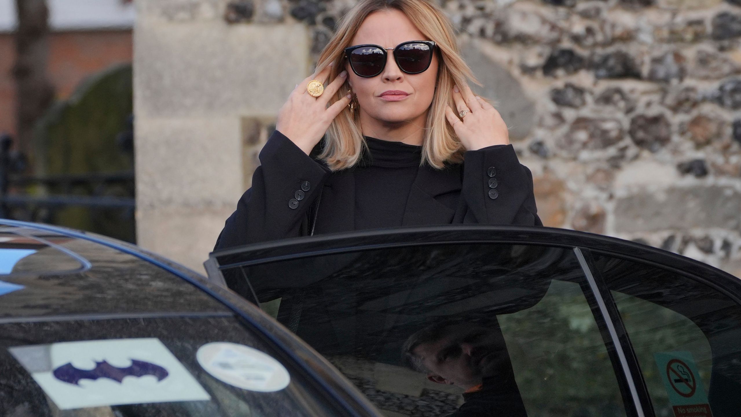 Kimberley Walsh arrives the funeral service of One Direction singer Liam Payne at St Mary's Church in Amersham, England, Wednesday, Nov. 20, 2024. (Jonathan Brady/PA via AP)