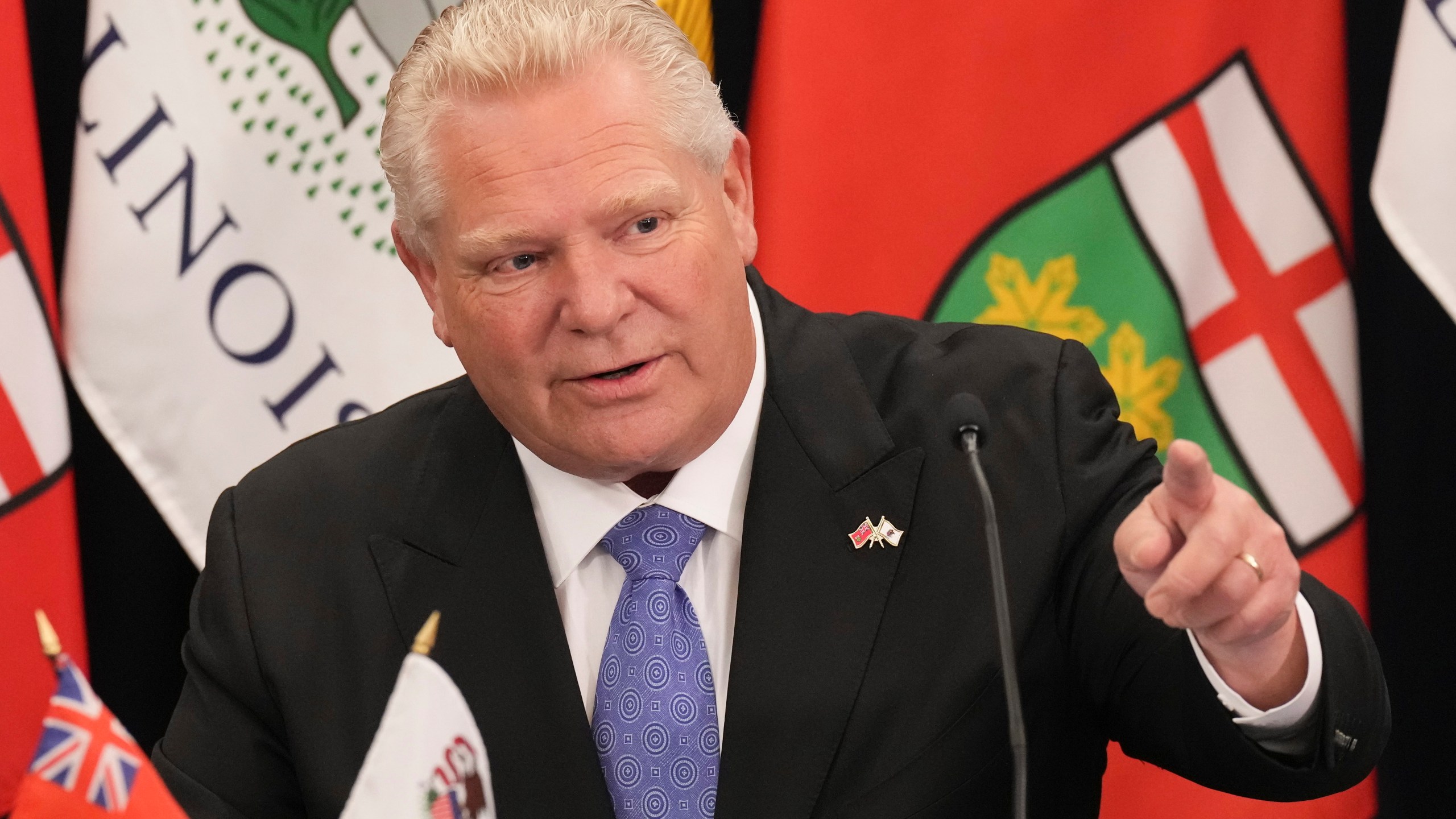 FILE - Ontario Premier Doug Ford attends a signing of a memorandum of understanding with Governor of Illinois J.B. Pritzker, at the US-Canada Summit in Toronto, Canada, June 11, 2024. (Chris Young /The Canadian Press via AP, File)