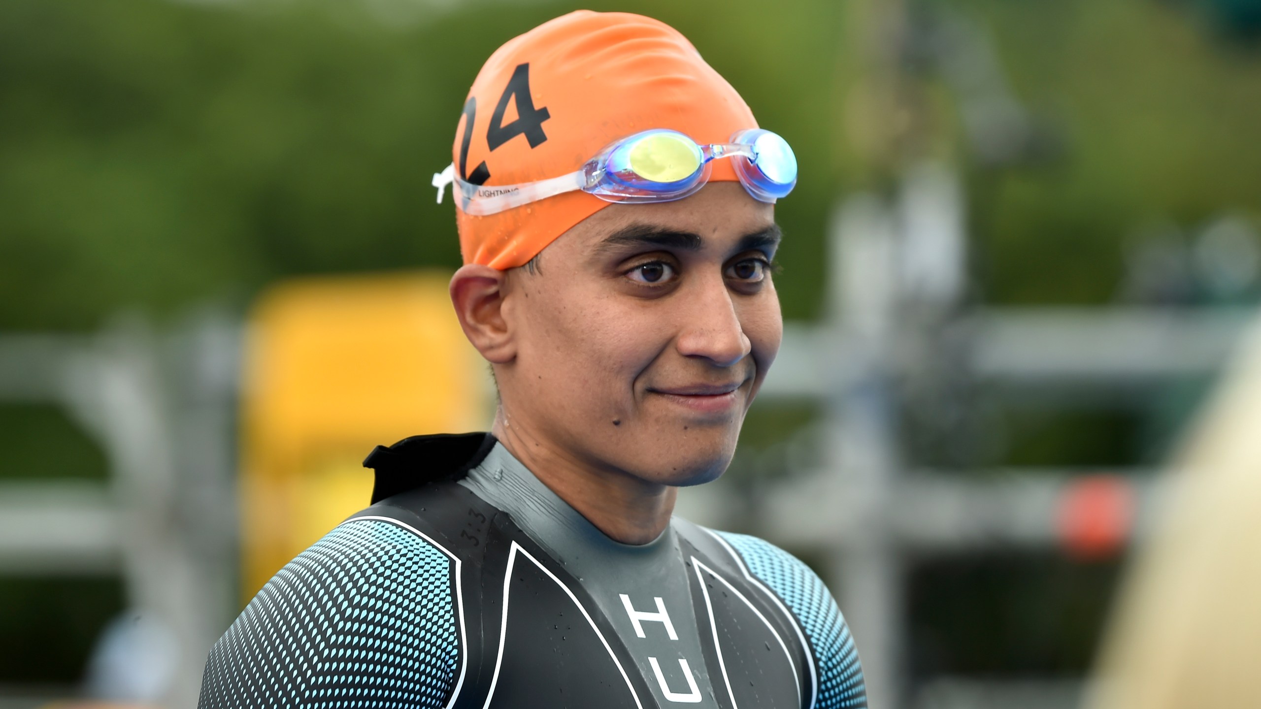 FILE - Pragnya Mohan, of India, competes in the women's individual triathlon at the Commonwealth Games in Birmingham, England, July 29, 2022. (AP Photo/Rui Vieira, File)