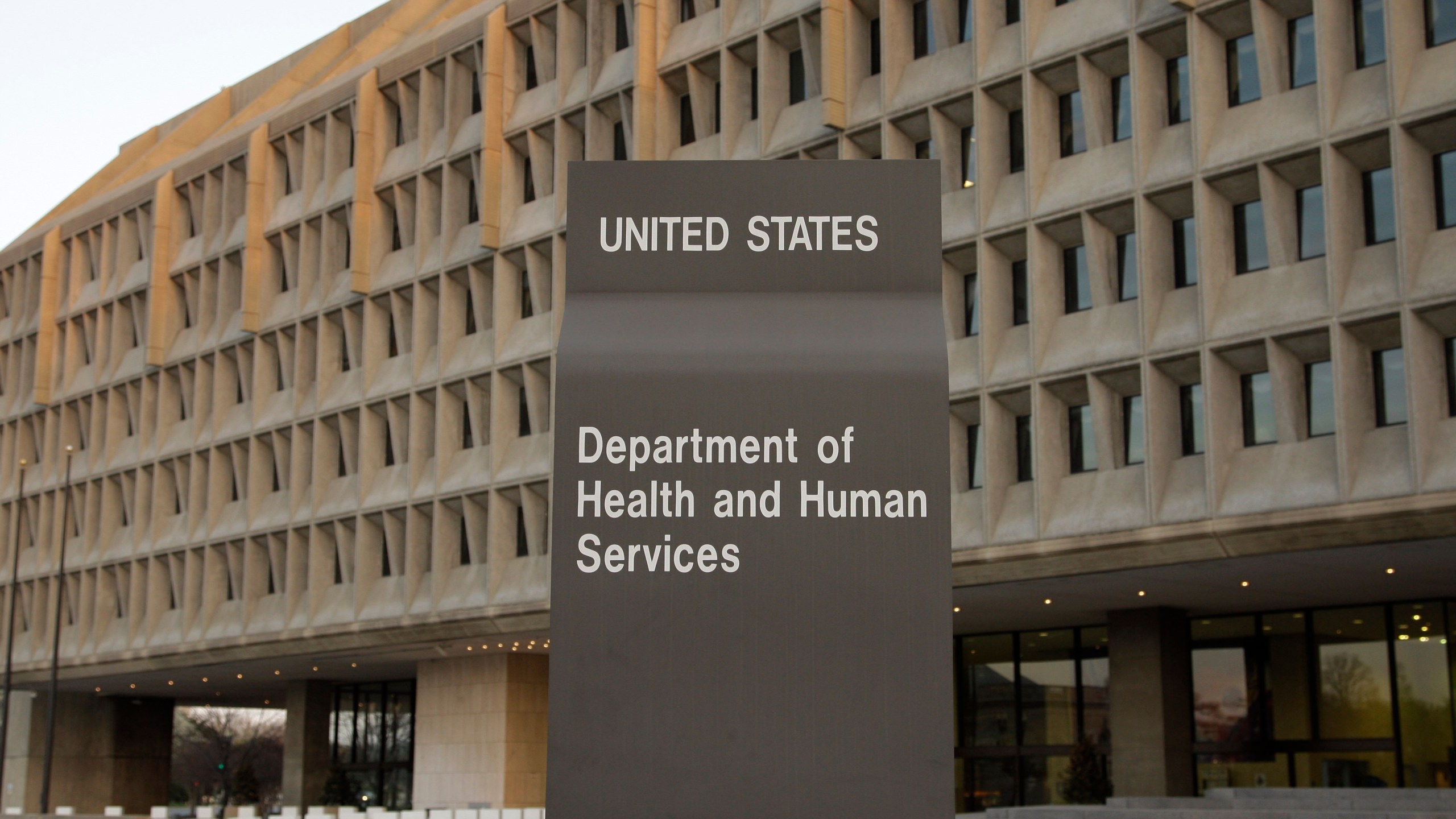 FILE - The Department of Health and Human Services building is seen in Washington on April 5, 2009. (AP Photo/Alex Brandon, File)