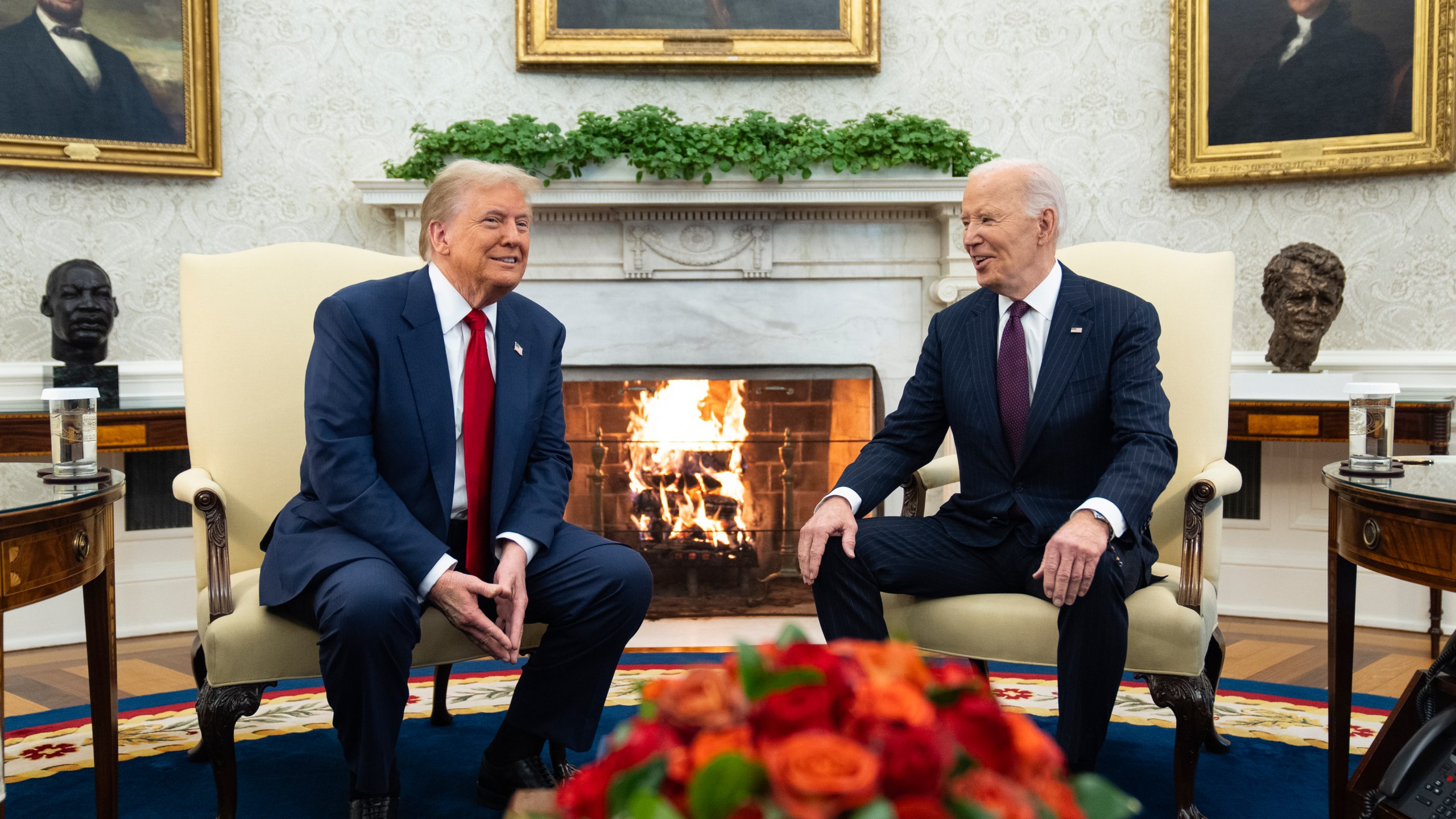 President Joe Biden meets with President-elect Donald Trump in the Oval Office of the White House, Wednesday, Nov. 13, 2024, in Washington. (AP Photo/Evan Vucci)