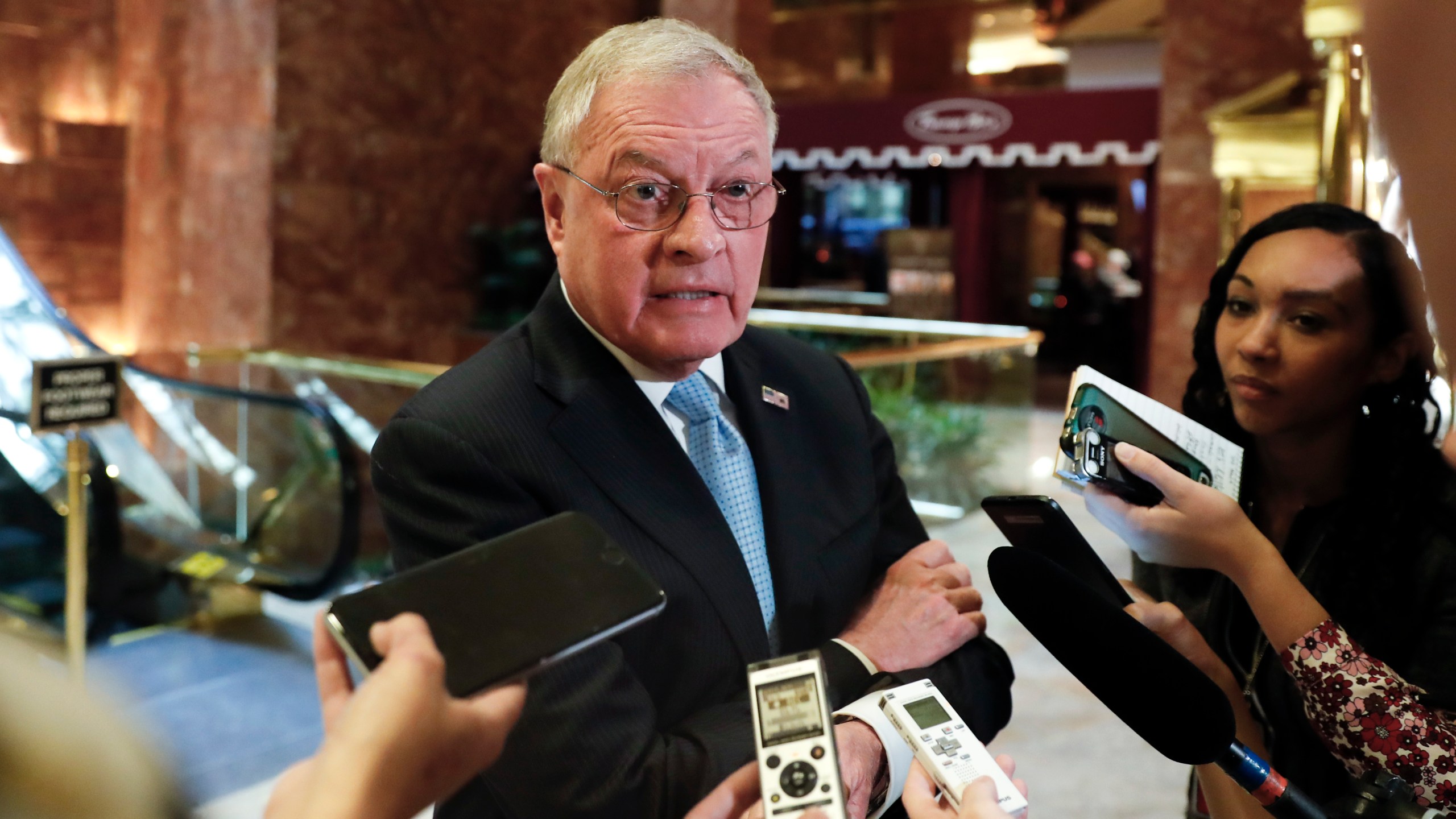 FILE - Ret. Lt. Gen. Keith Kellogg speaks to reporters at Trump Tower, Nov. 15, 2016, in New York. (AP Photo/Carolyn Kaster, File)