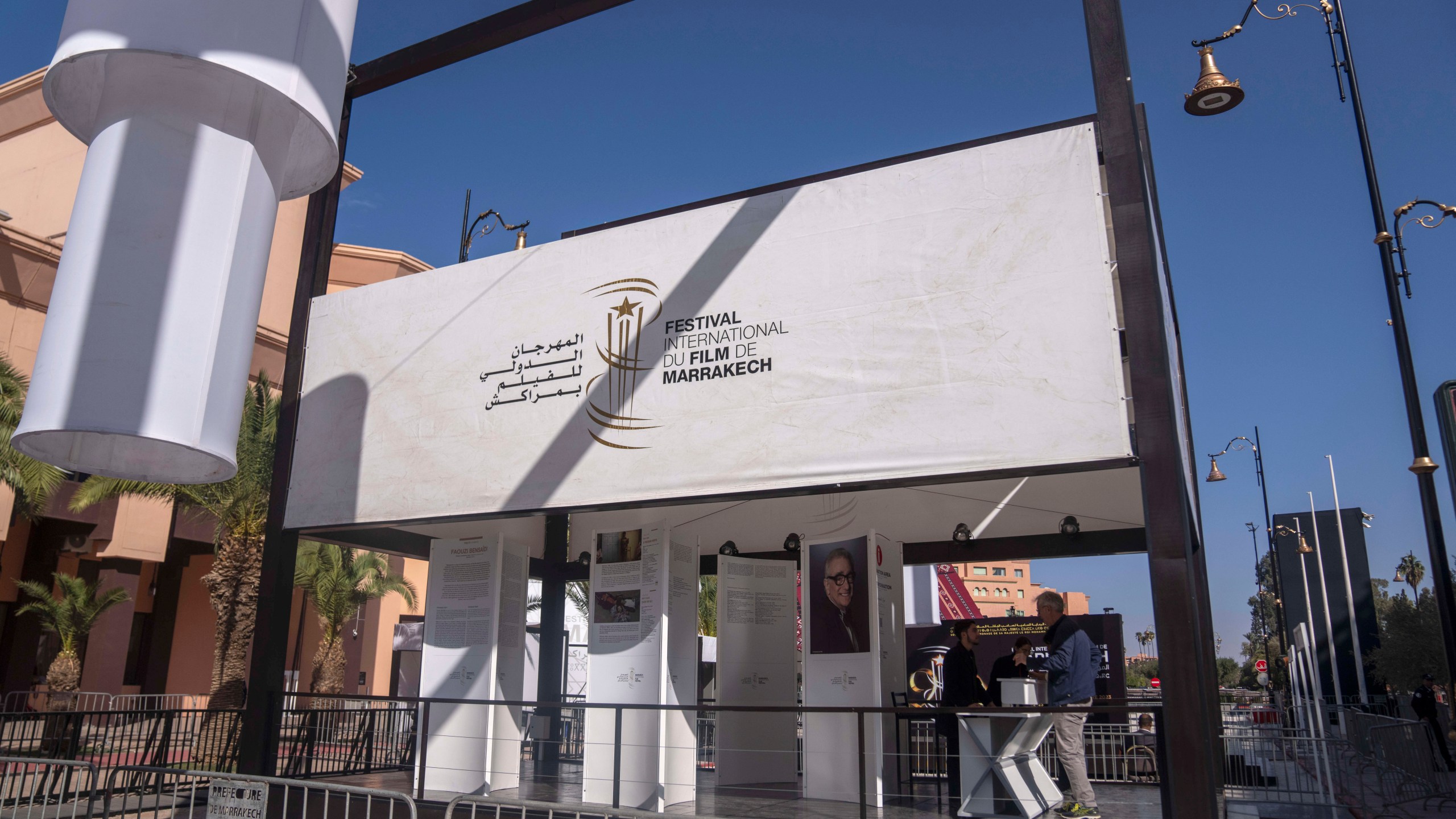 FILE -A view of the venue of the 2023 Marrakech International Film Festival in Marrakech, Morocco, Nov. 24, 2023. (AP Photo/Mosa'ab Elshamy, File)