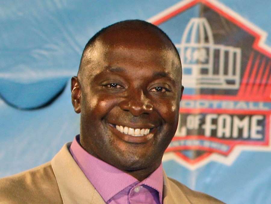 FILE - This is an Aug. 6, 2011 file photo showing Sterling Sharpe at the Pro Football Hall of Fame in Canton, Ohio. Sharpe was elected to the College Football Hall of Fame Thursday, May 22, 2014. (AP Photo/Tony Dejak, File)