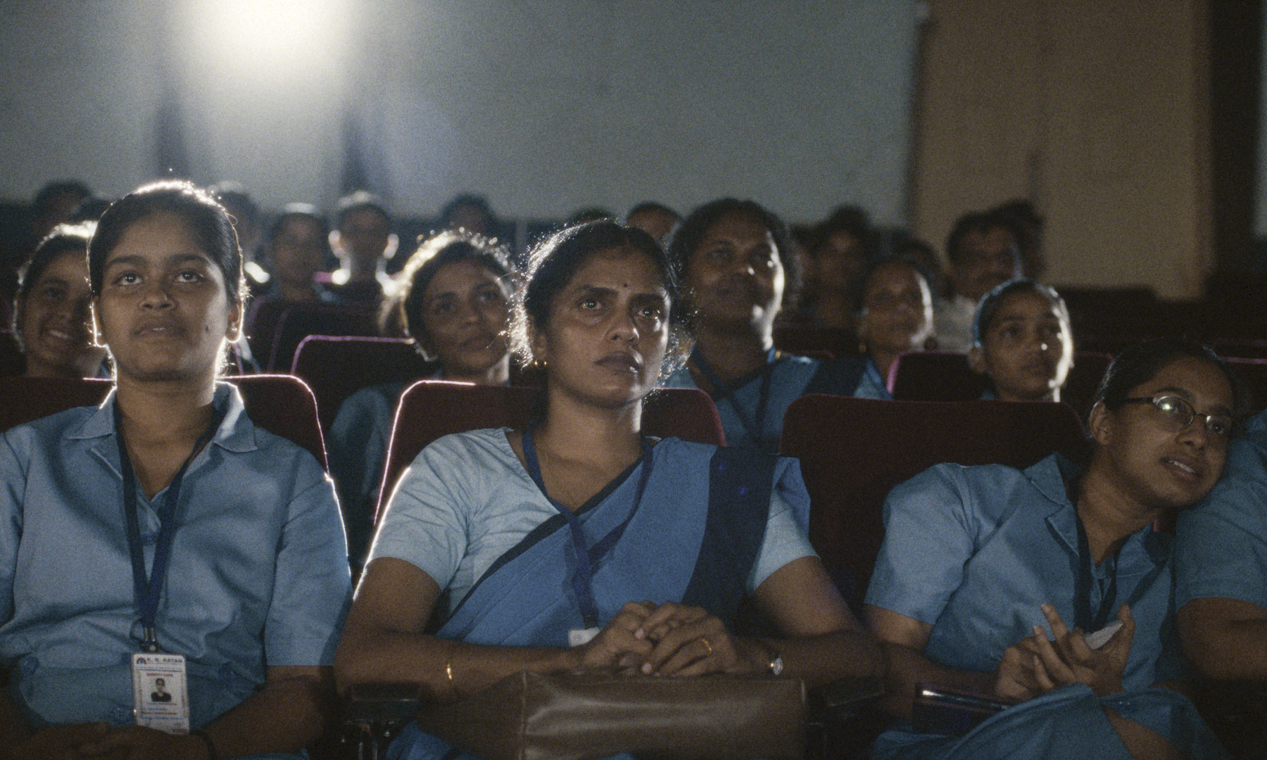 This image released by Janus and Sideshow Films shows Kani Kusruti, center, in a scene from "All We Imagine As Light." (Janus and Sideshow Films via AP)