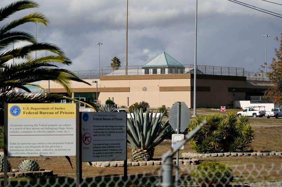 FILE - The Federal Correctional Institution stands in Dublin, Calif., Dec. 5, 2022. The federal Bureau of Prisons is permanently closing its “rape club” women’s prison in California and will idle six other facilities in a sweeping realignment after years of abuse, decay and mismanagement, the Associated Press has learned. (AP Photo/Jeff Chiu, File)