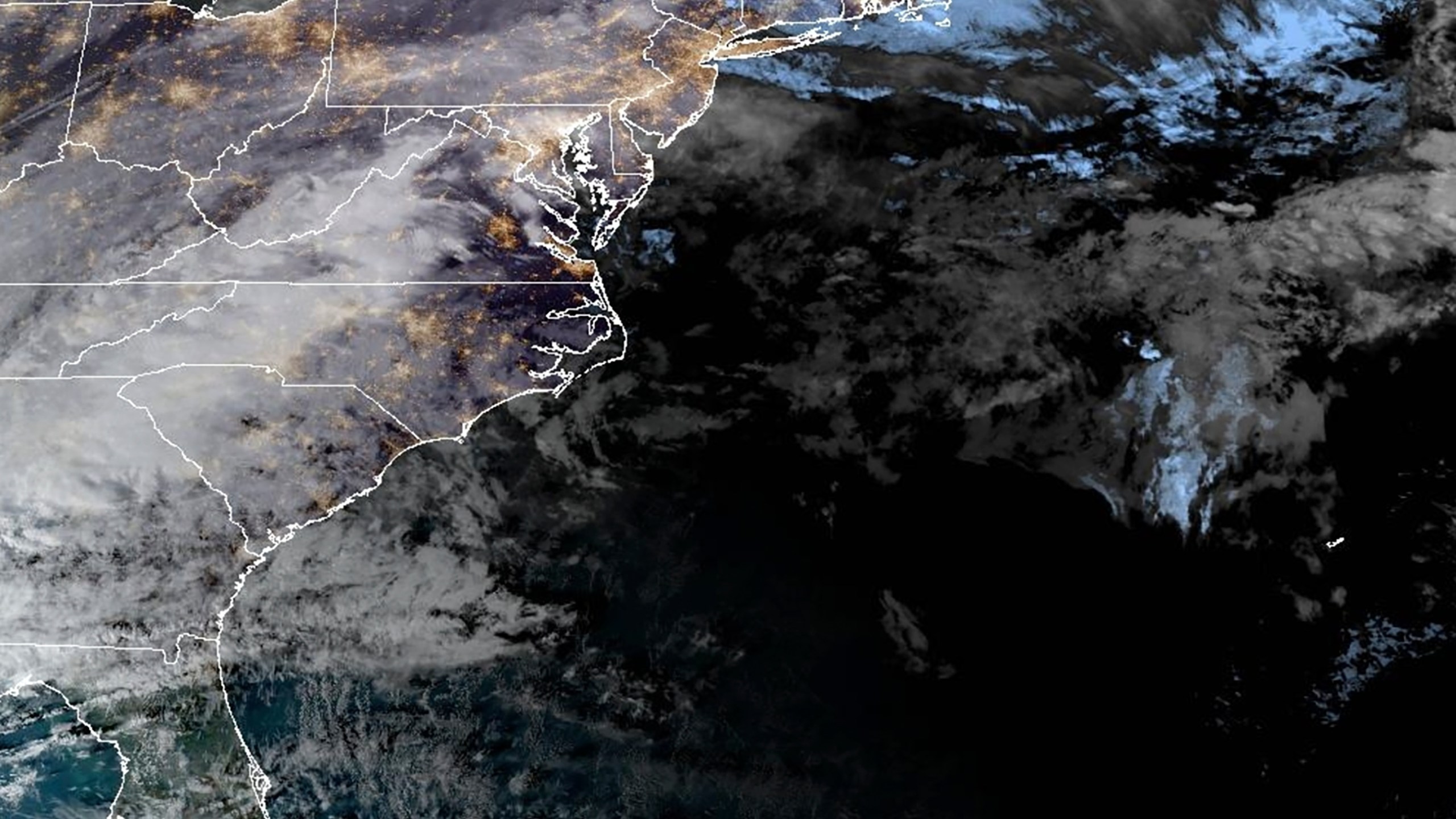 This Dec. 10. 2024 image provided by the National Oceanic and Atmospheric Administration (NOAA), shows the U.S. Atlantic east coast. (NOAA via AP)