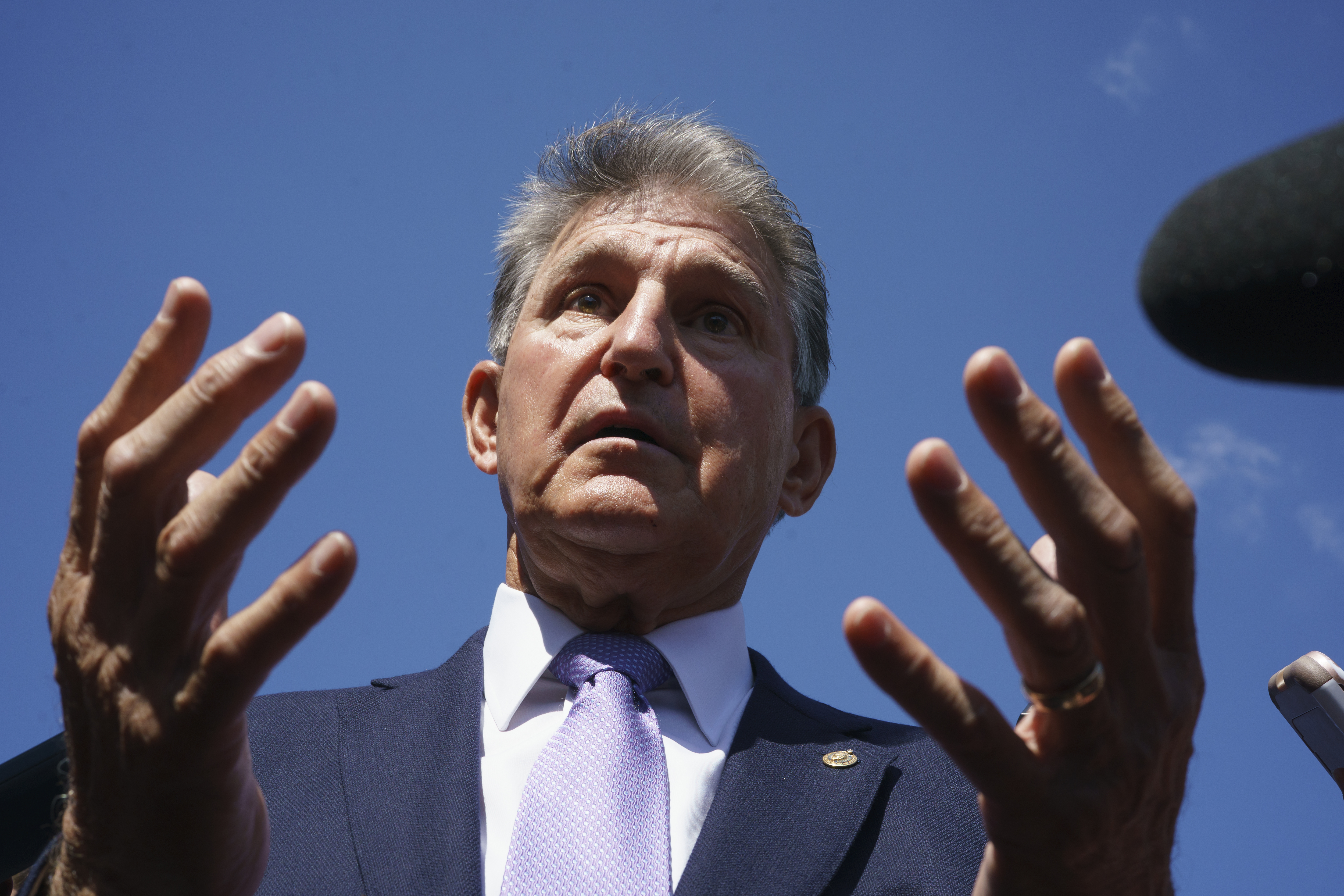 FILE—Sen. Joe Manchin, D-W.Va., speaks to reporters at the Capitol in Washington, Thursday, Sept. 30, 2021. Manchin will deliver his final speech on the floor of the Senate today, Tuesday, Dec. 3, 2024. (AP Photo/J. Scott Applewhite, File)