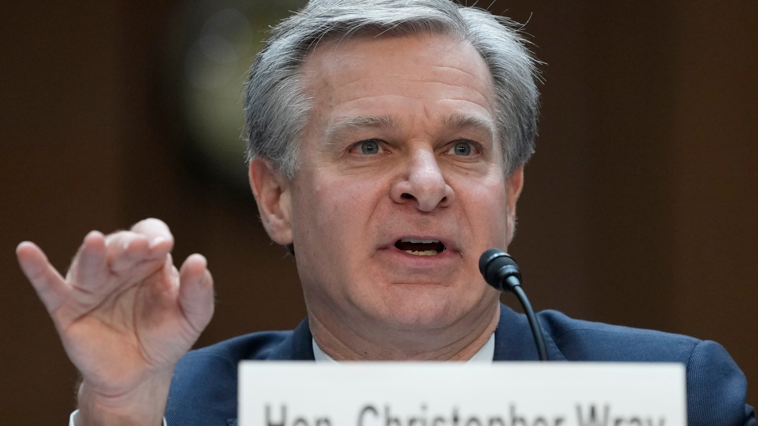 FILE - FBI Director Christopher Wray testifies before a Senate Judiciary Committee oversight hearing on Capitol Hill in Washington, Dec. 5, 2023. (AP Photo/Susan Walsh, File)