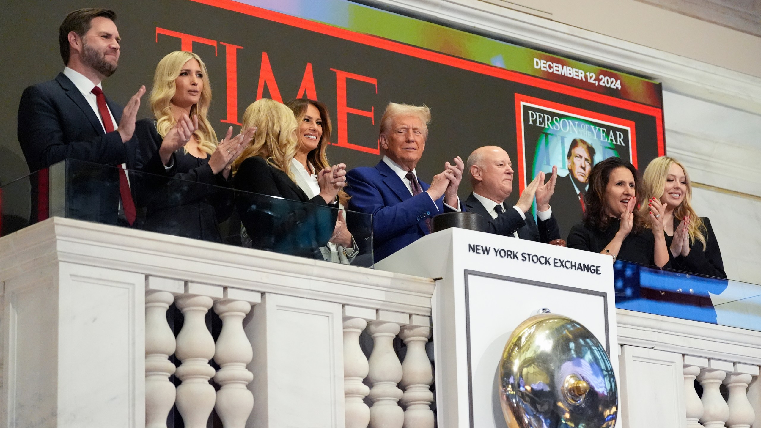 President-elect Donald Trump arrives to ring the opening bell at the New York Stock Exchange, Thursday, Dec. 12, 2024, in New York. (AP Photo/Alex Brandon)