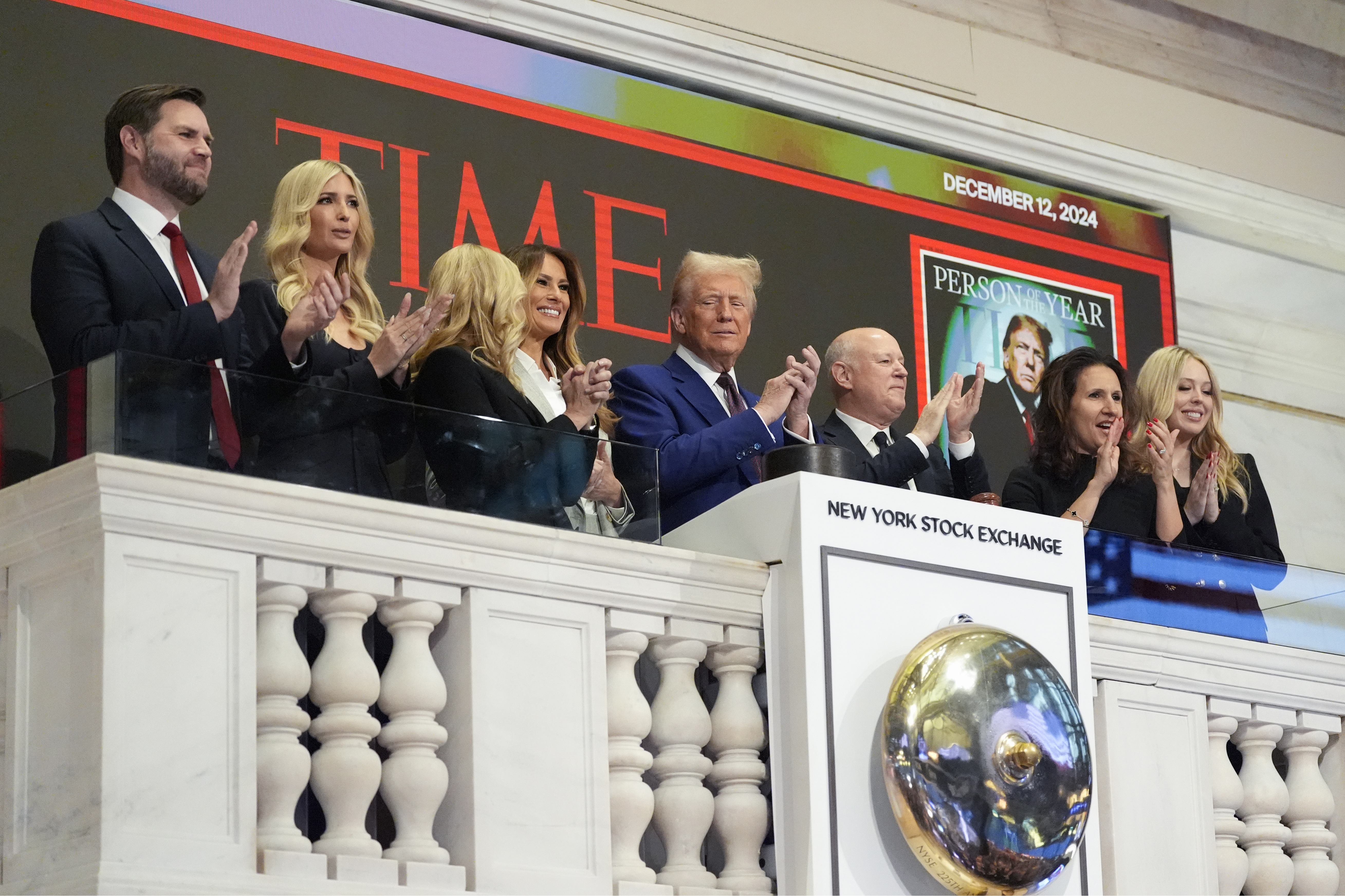 President-elect Donald Trump arrives to ring the opening bell at the New York Stock Exchange, Thursday, Dec. 12, 2024, in New York. (AP Photo/Alex Brandon)