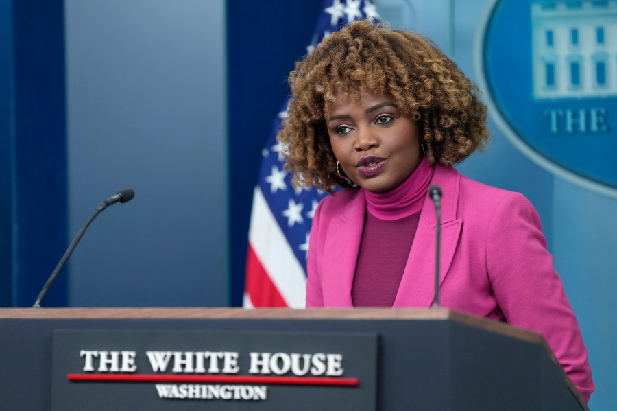 White House press secretary Karine Jean-Pierre speaks during the daily briefing at the White House in Washington, Thursday, Dec. 12, 2024. (AP Photo/Susan Walsh)