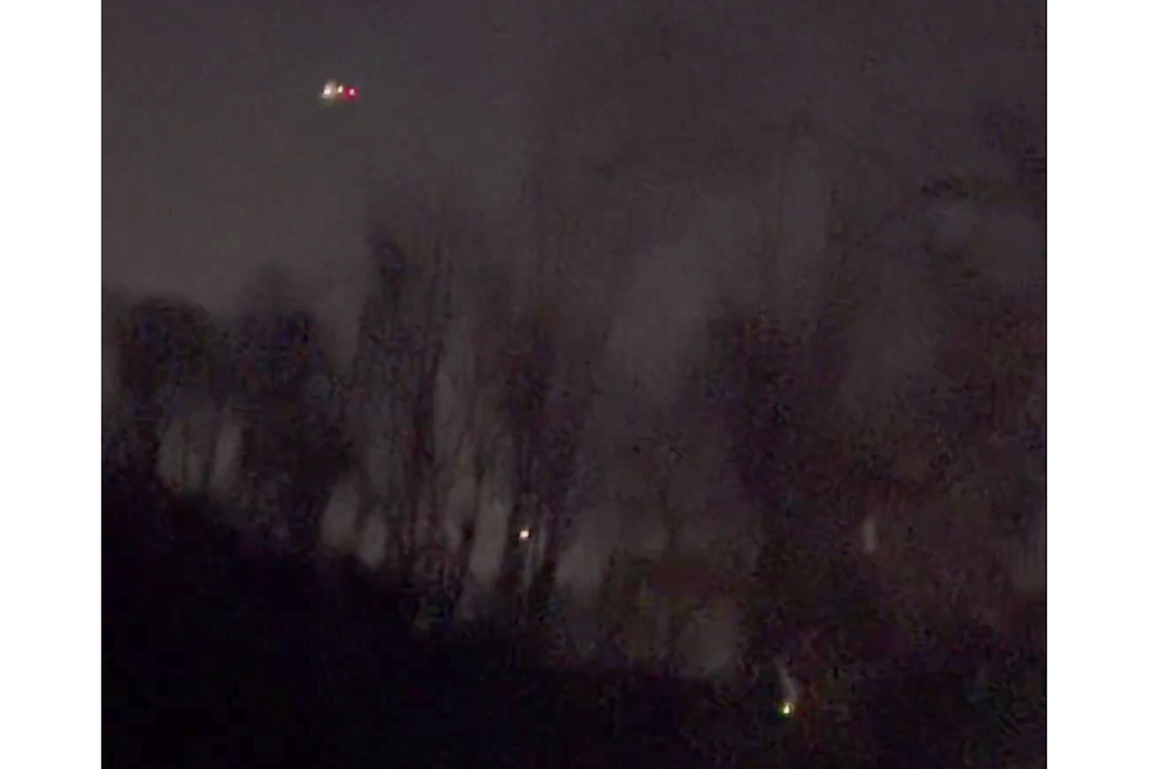 In this image taken from video, what appears to be drones flying over Randolph, N.J., Dec. 4, 2024. (MartyA45_ /TMX via AP)