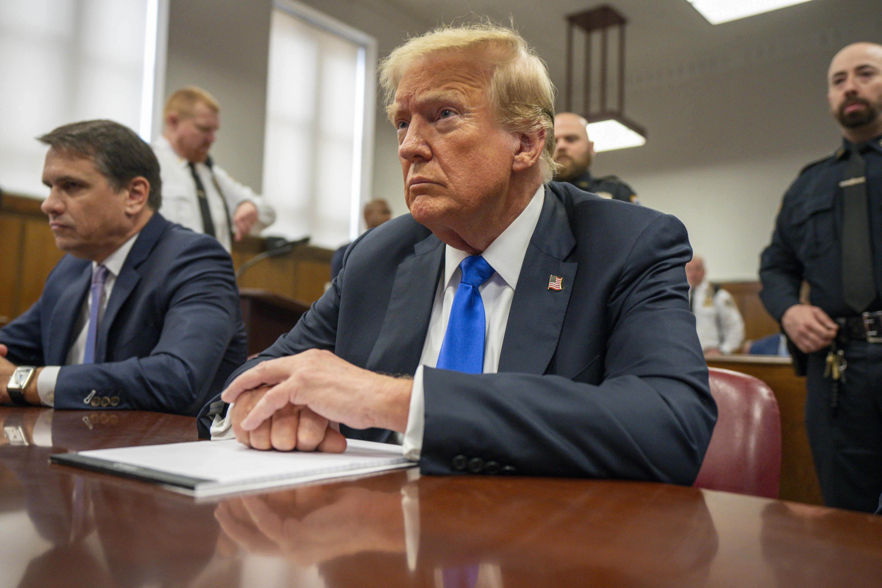 FILE - Former President Donald Trump appears at Manhattan criminal court during jury deliberations in his criminal hush money trial in New York, May 30, 2024. (Steven Hirsch/New York Post via AP, Pool, File)