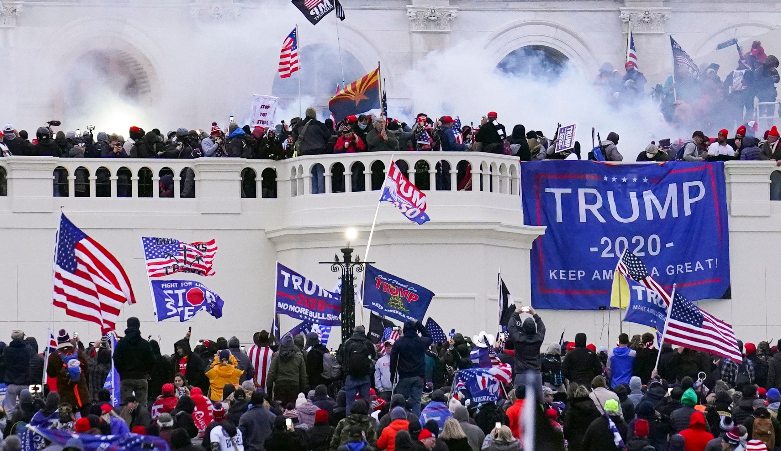 FILE - Rioters storm the West Front of the U.S. Capitol, Jan. 6, 2021, in Washington. (AP Photo/John Minchillo, File)