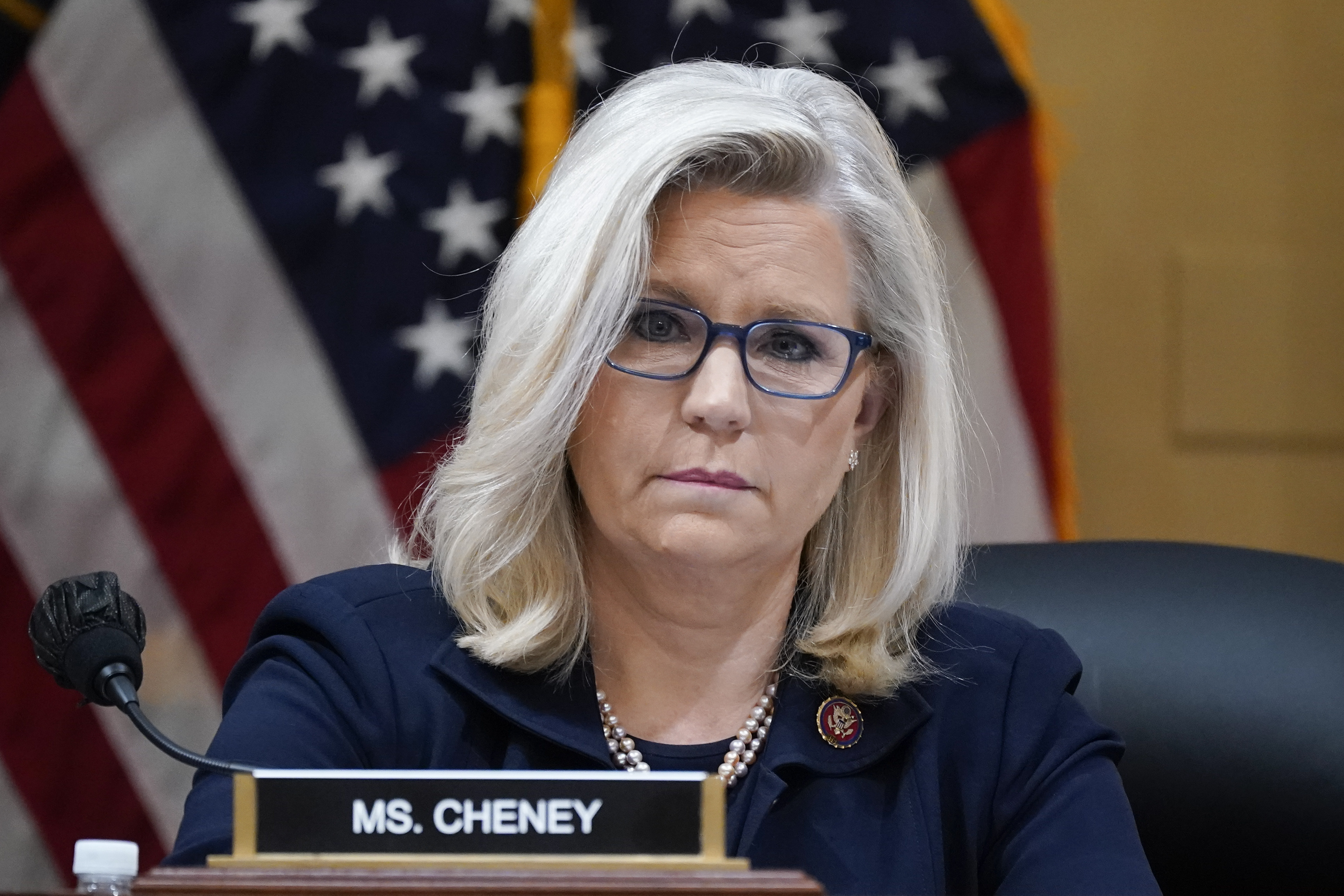 FILE - Vice Chair Liz Cheney, R-Wyo., listens as the House select committee investigating the Jan. 6 attack on the U.S. Capitol holds a hearing at the Capitol in Washington, June 28, 2022. (AP Photo/J. Scott Applewhite, File)