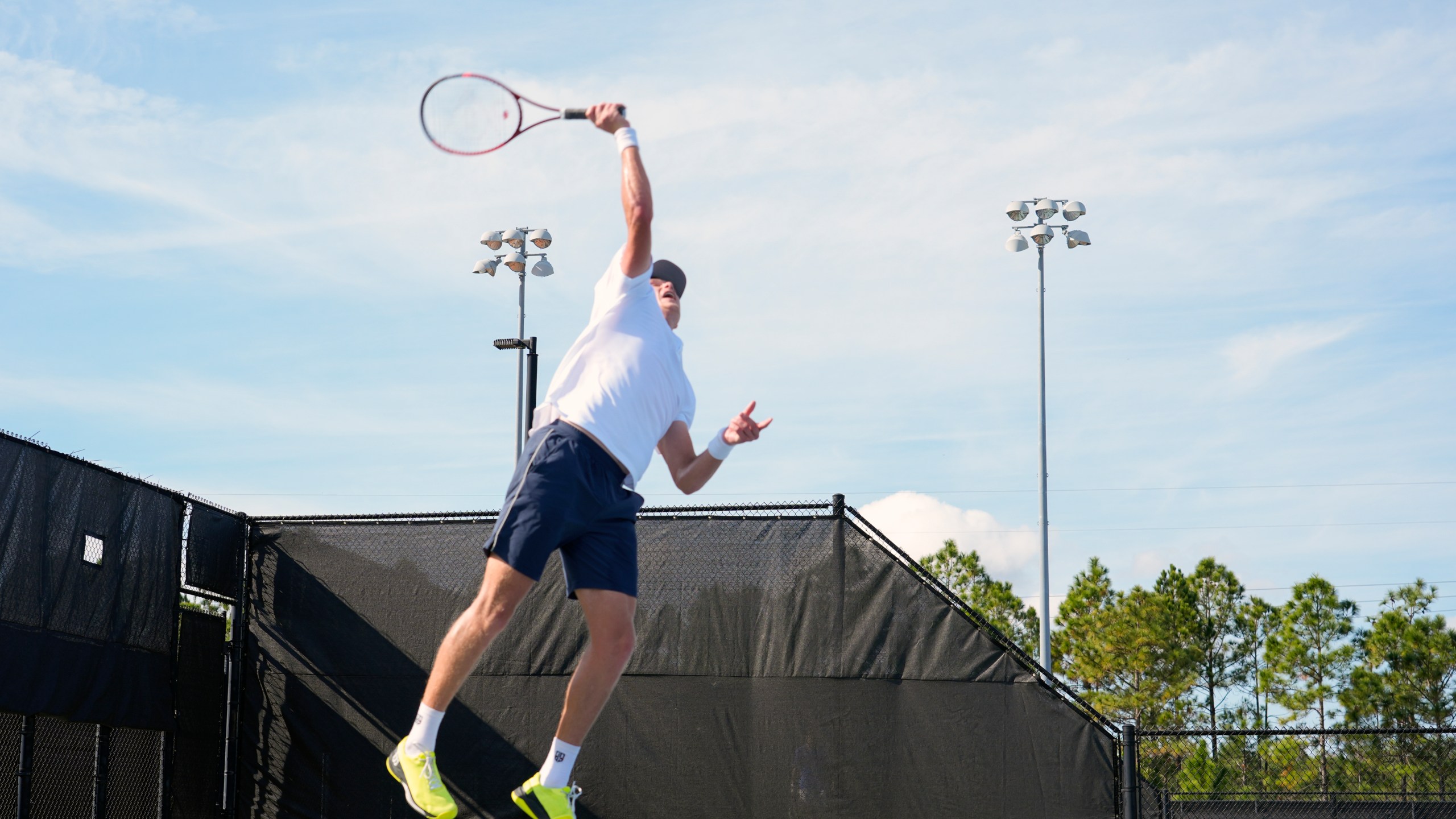 Tennis player Jenson Brooksby practices at the USTA national campus Tuesday, Dec. 10, 2024, in Orlando, Fla. (AP Photo/John Raoux)