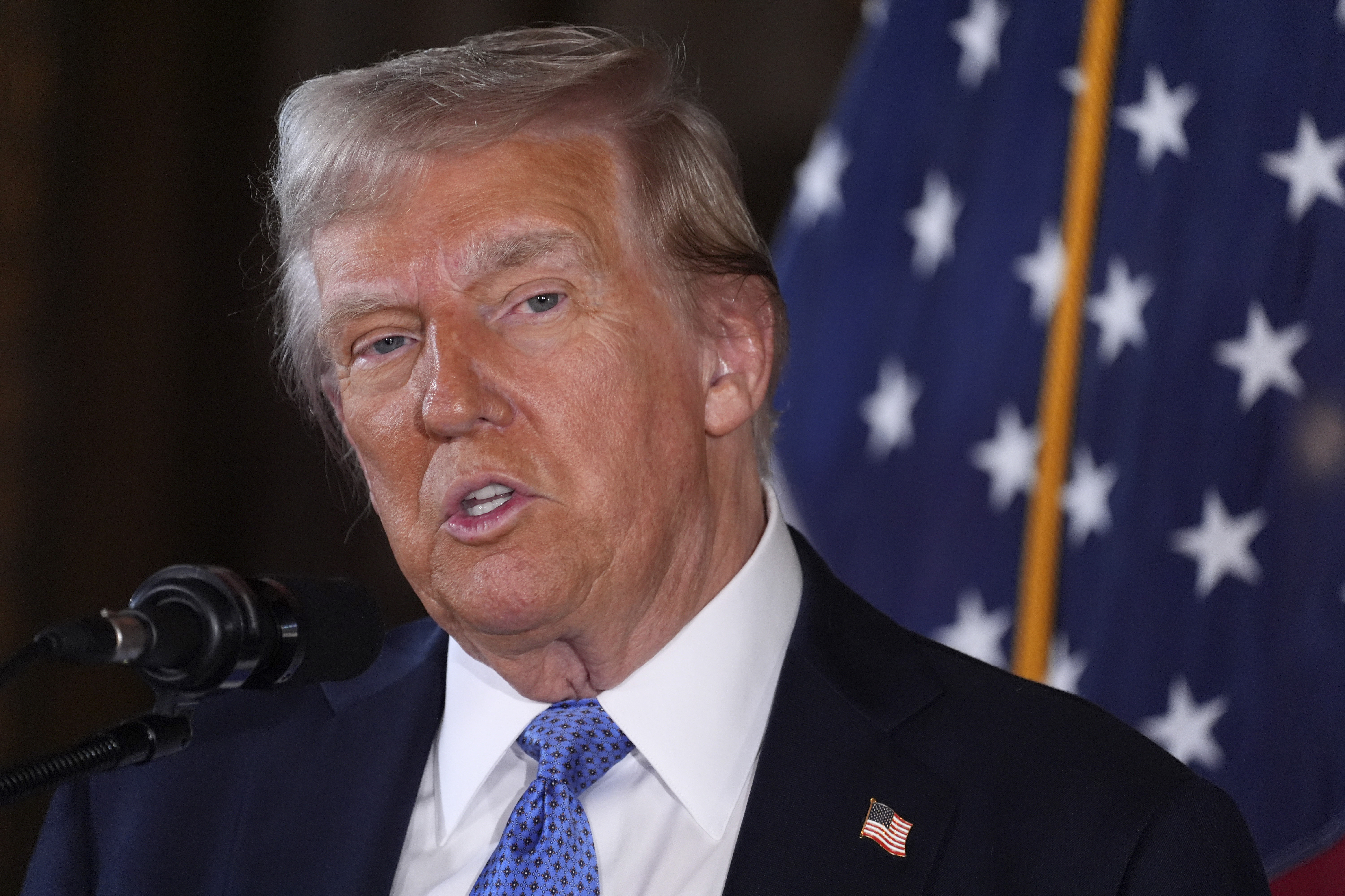 President-elect Donald Trump speaks during a news conference at Mar-a-Lago, Monday, Dec. 16, 2024, in Palm Beach, Fla. (AP Photo/Evan Vucci)