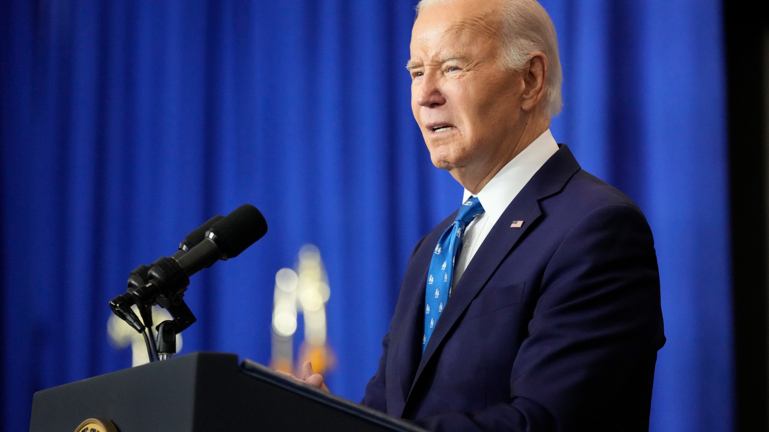 President Joe Biden speaks at the Department of Labor in Washington, Monday, Dec. 16, 2024. (AP Photo/Ben Curtis)