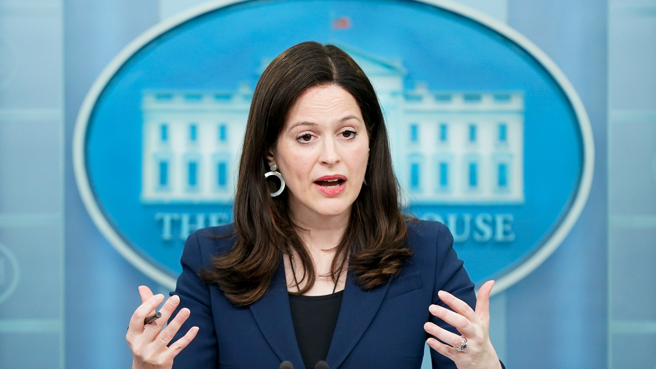 FILE - Anne Neuberger, Deputy National Security Advisor for Cyber and Emerging Technology, speaks during a press briefing at the White House,March 21, 2022, in Washington. (AP Photo/Patrick Semansky, File)