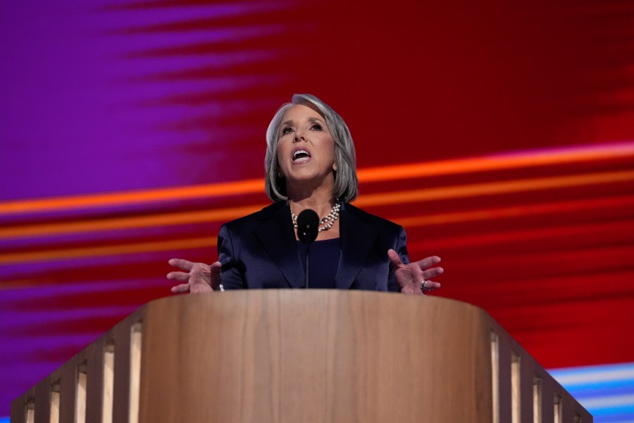 FILE - New Mexico Gov. Michelle Lujan Grisham speaks during the Democratic National Convention, Aug. 20, 2024, in Chicago. (AP Photo/Brynn Anderson, File)