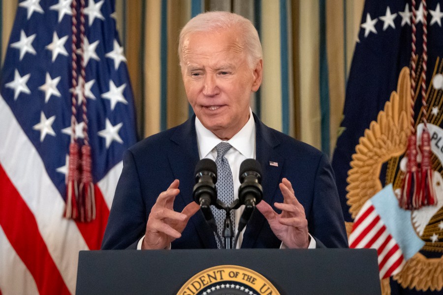 President Joe Biden speaks about the latest developments in New Orleans and Las Vegas during an event in the State Dining Room at the White House, Thursday, Jan. 2, 2025, in Washington. (AP Photo/Mark Schiefelbein)