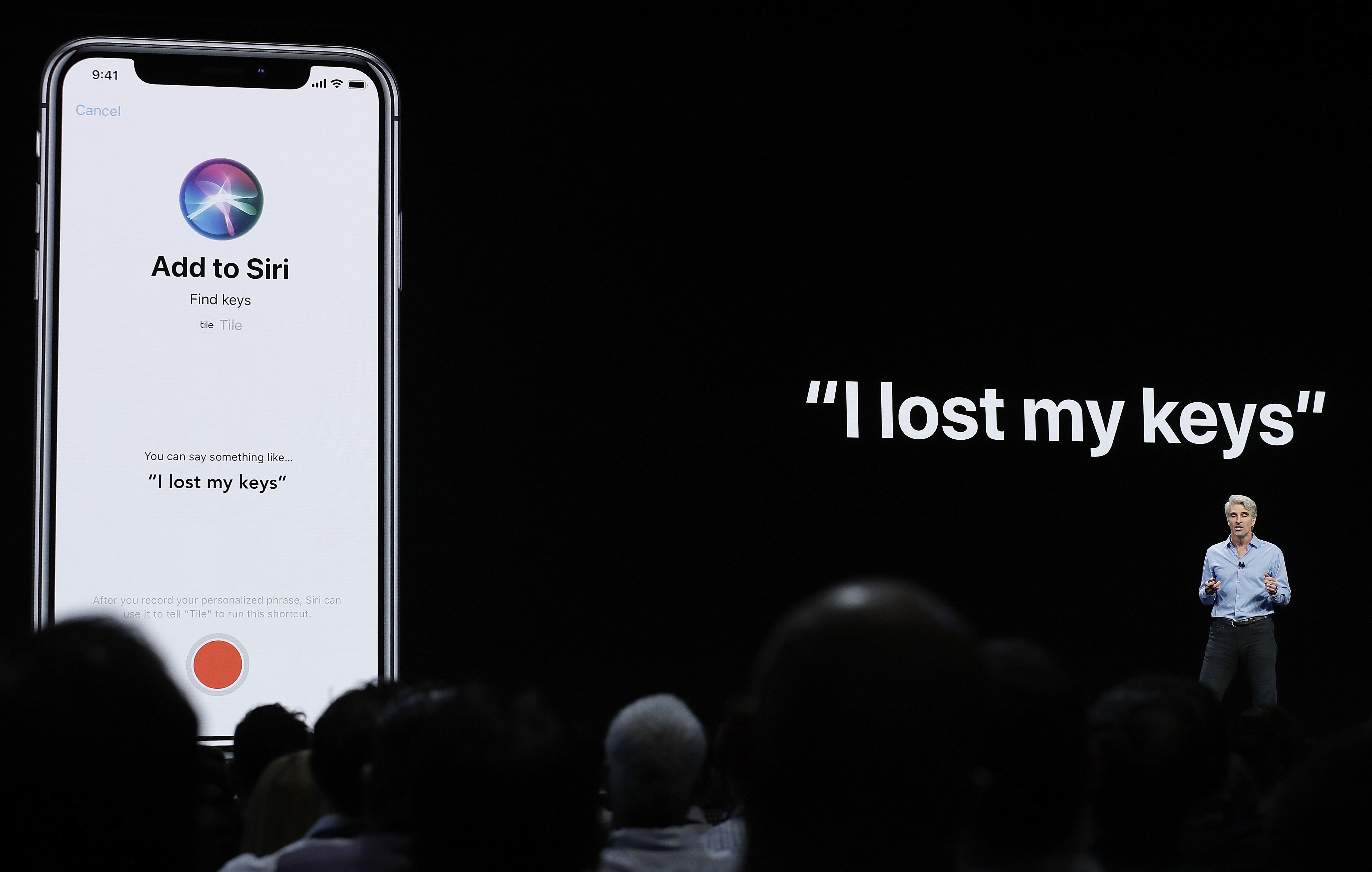 FILE - Craig Federighi, Apple's senior vice president of Software Engineering, speaks about Siri during an announcement of new products at the Apple Worldwide Developers Conference in San Jose, Calif., June 4, 2018. (AP Photo/Marcio Jose Sanchez, File)