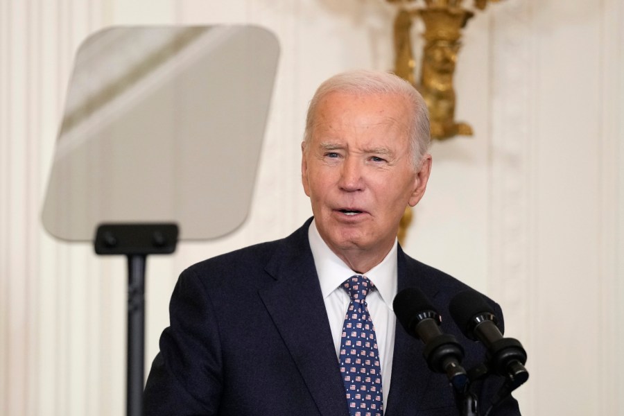 President Joe Biden speaks before presenting the Medal of Honor, the nation's highest military decoration, to several recipients during a ceremony in the East Room of the White House in Washington, Friday, Jan. 3, 2025. (AP Photo/Susan Walsh)