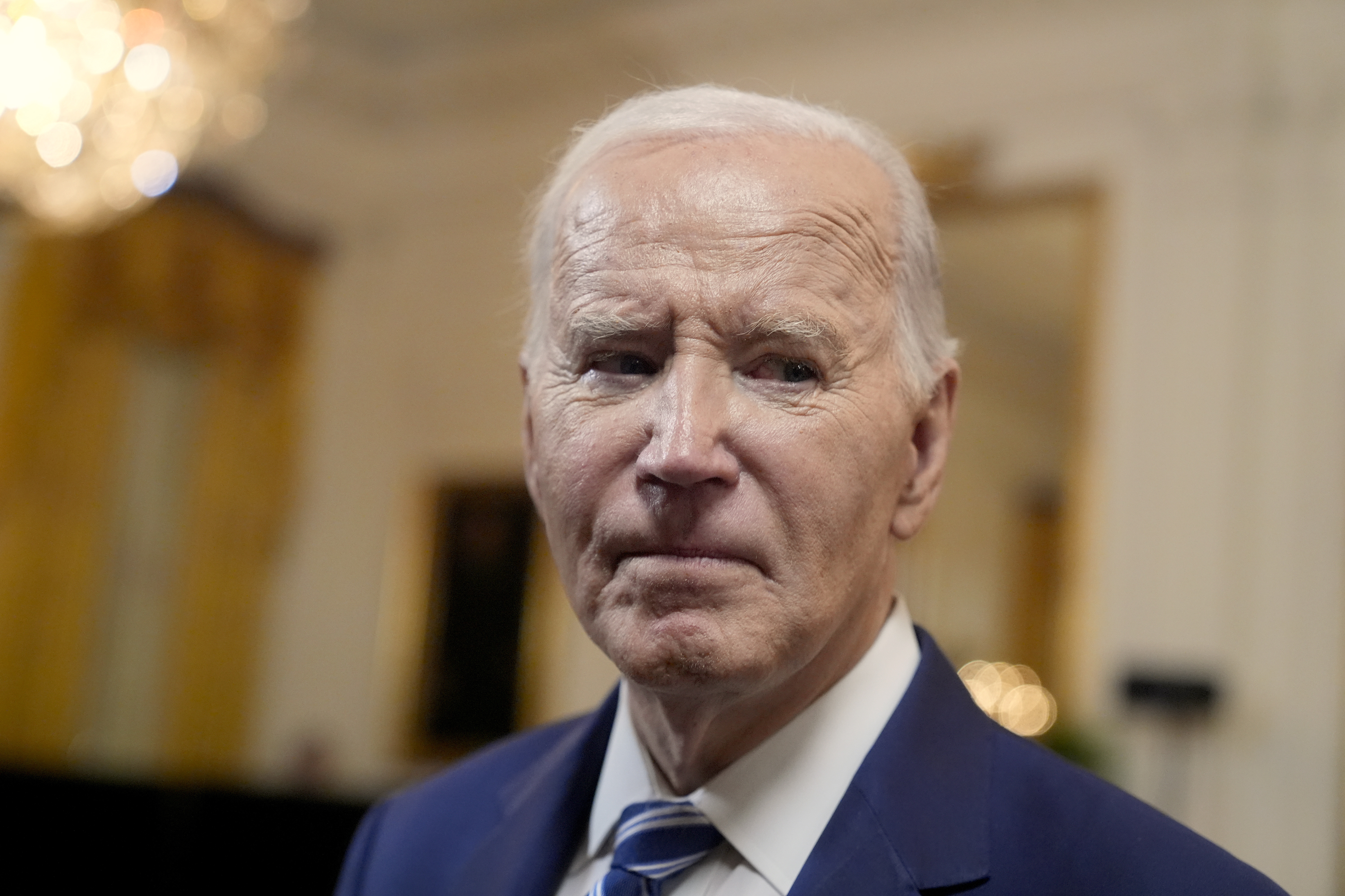 President Joe Biden speaks with reporters after signing the Social Security Fairness Act in the East Room of the White House, Sunday, Jan. 5, 2025, in Washington. (AP Photo/Manuel Balce Ceneta)