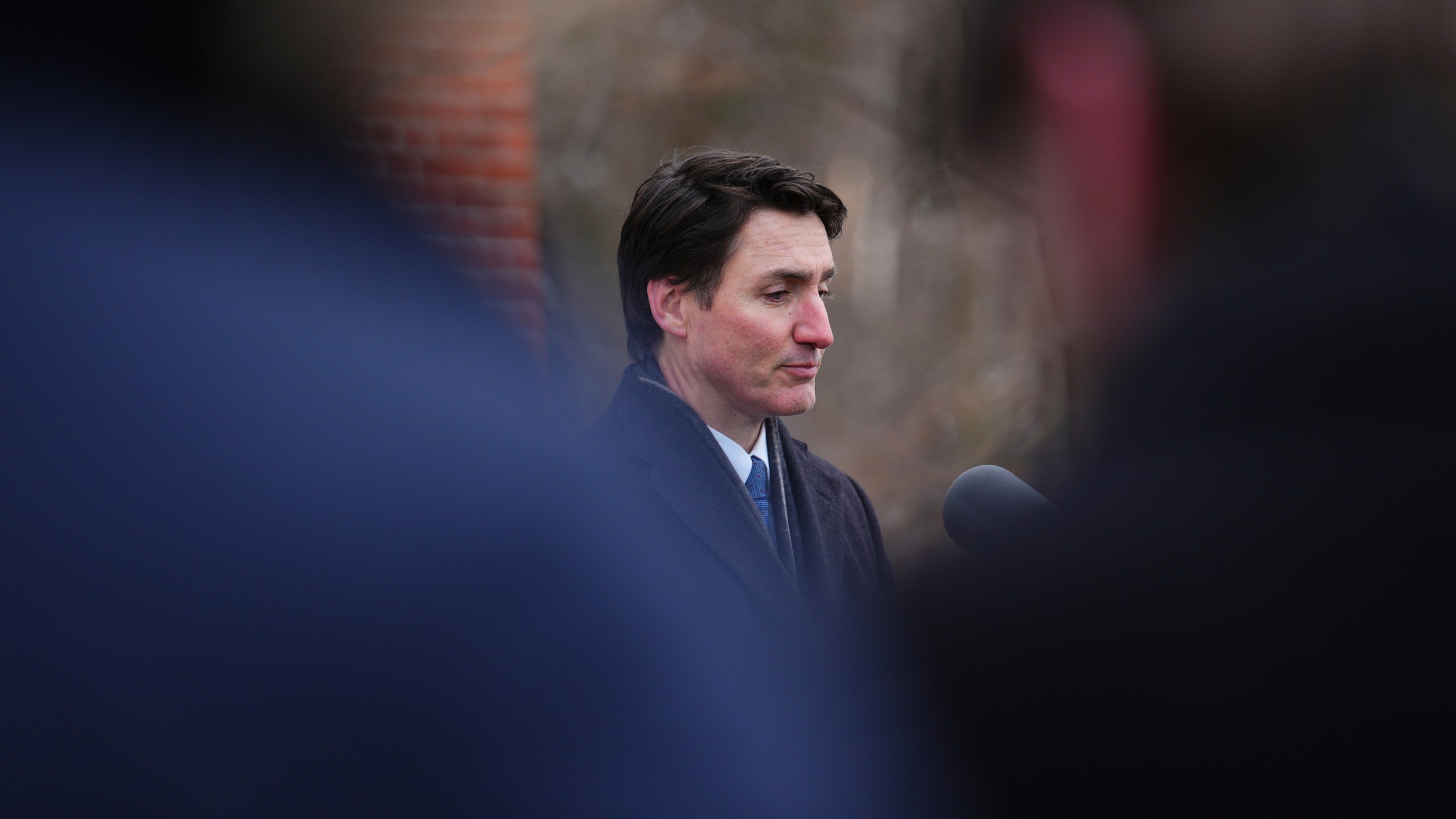 Canada Prime Minister Justin Trudeau announces his resignation as Liberal leader and prime minister outside Rideau Cottage in Ottawa on Monday, Jan. 6, 2025. (Sean Kilpatrick/The Canadian Press via AP)